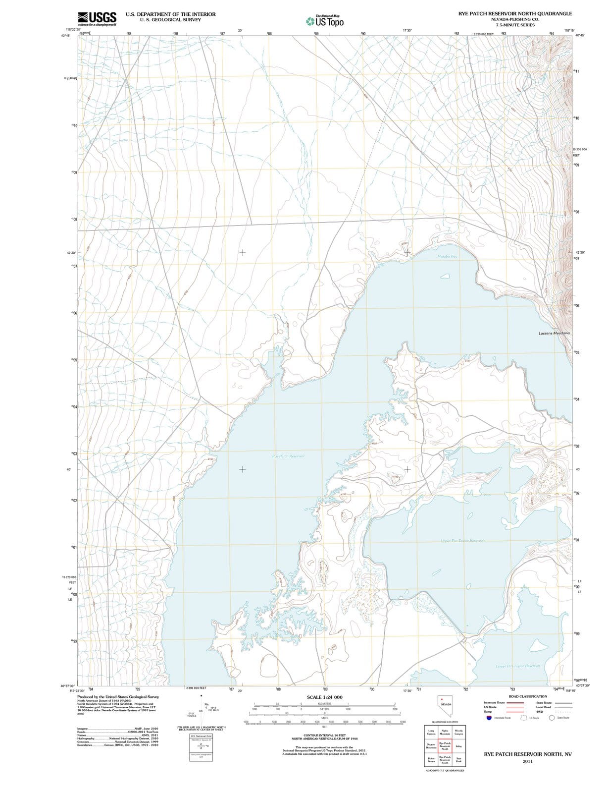 2011 Rye Patch Reservoir North, NV - Nevada - USGS Topographic Map