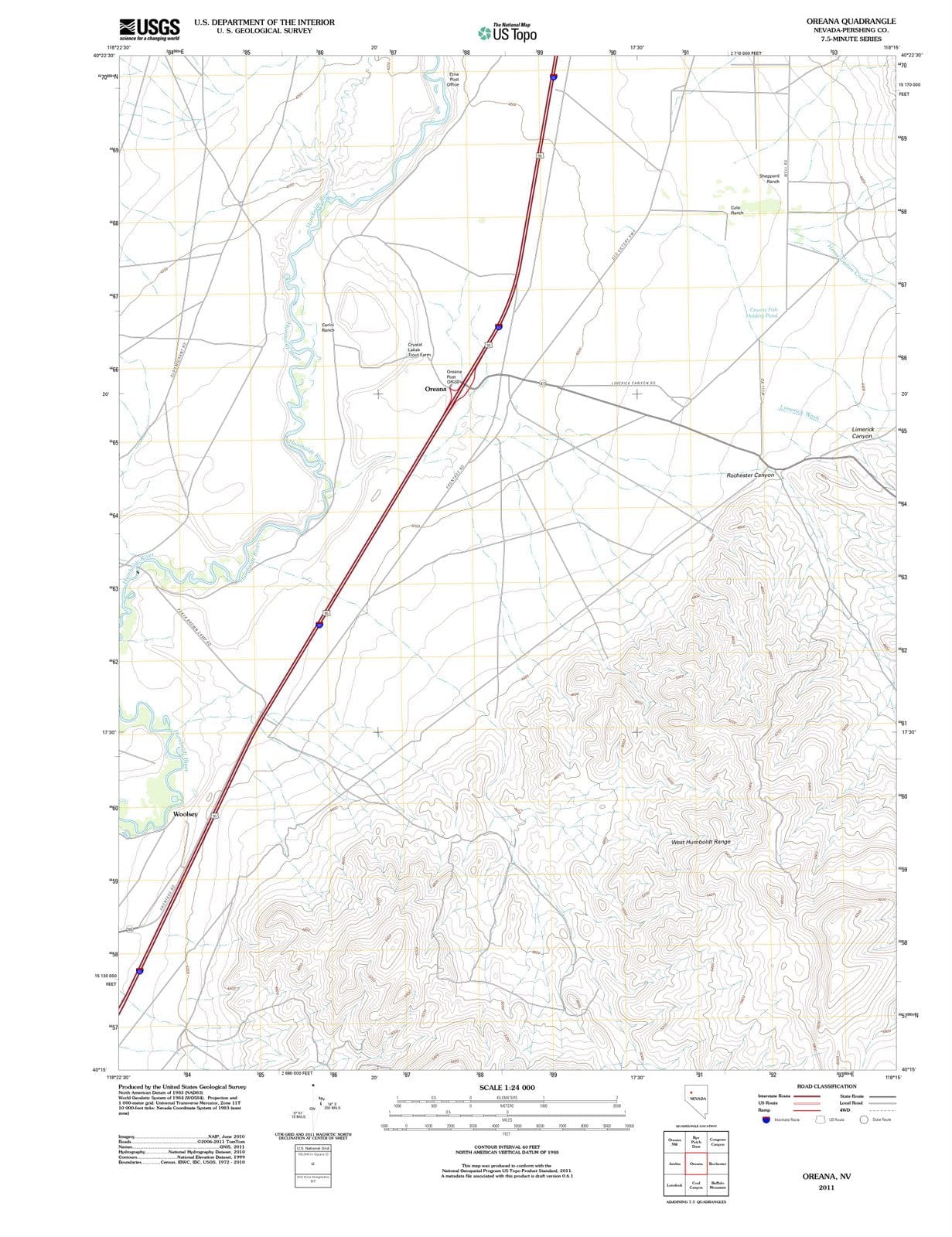 2011 Oreana, NV - Nevada - USGS Topographic Map
