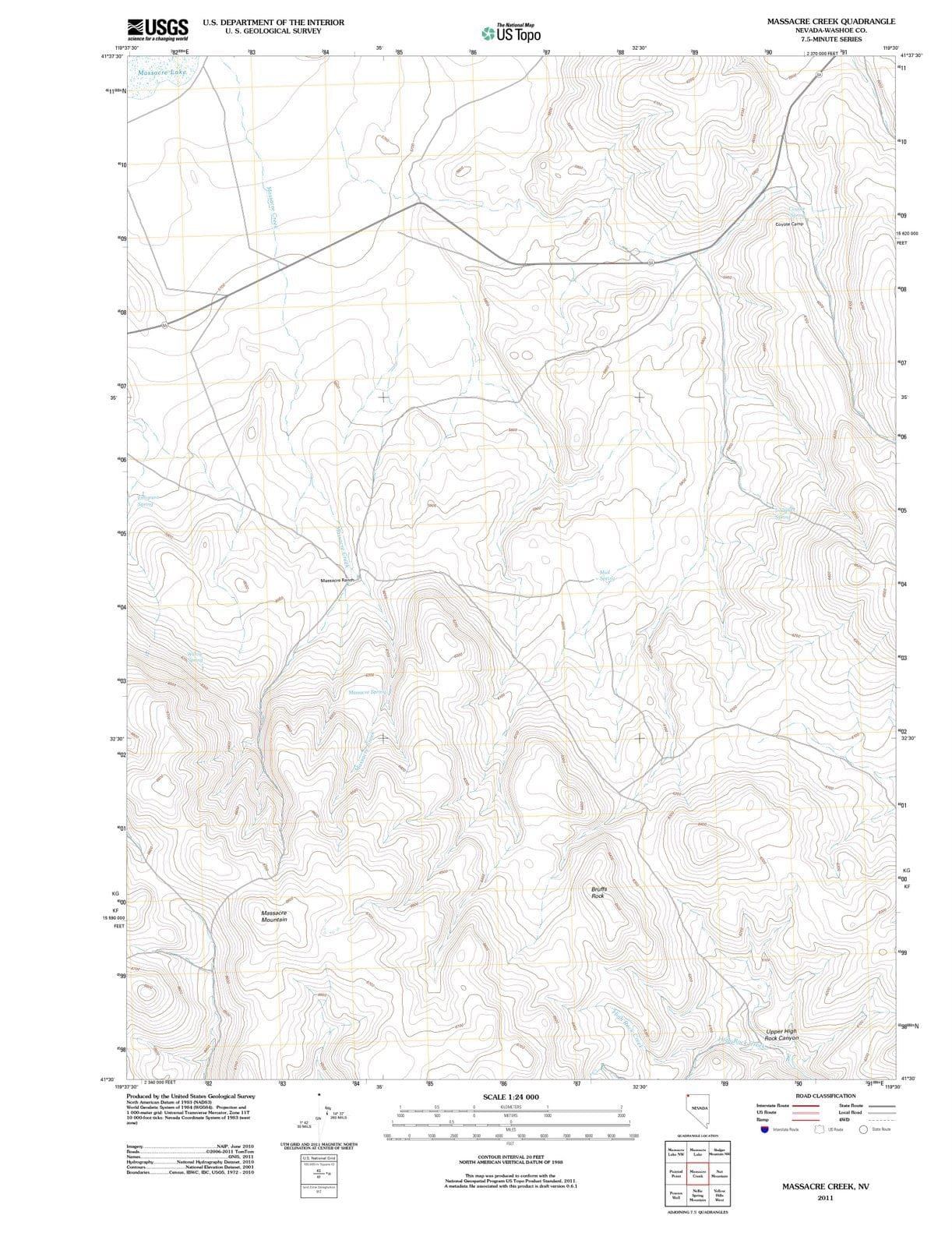 2011 Massacre Creek, NV - Nevada - USGS Topographic Map