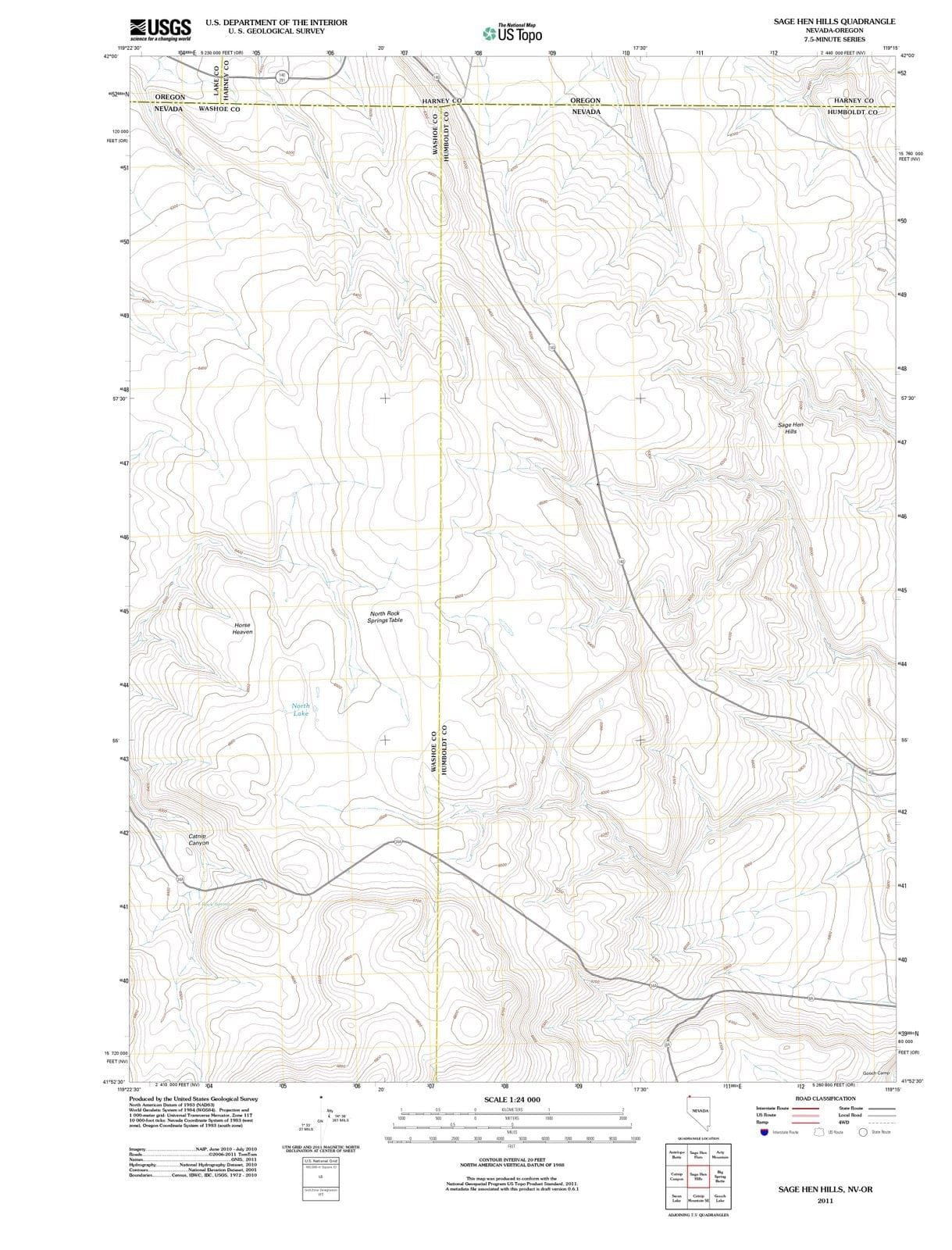2011 Sage Hen Hills, NV - Nevada - USGS Topographic Map