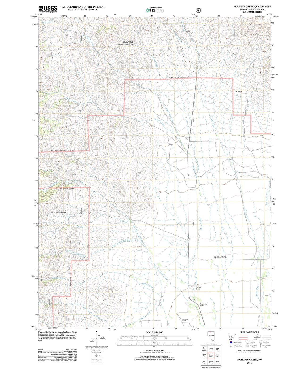 2011 Mullinix Creek, NV - Nevada - USGS Topographic Map