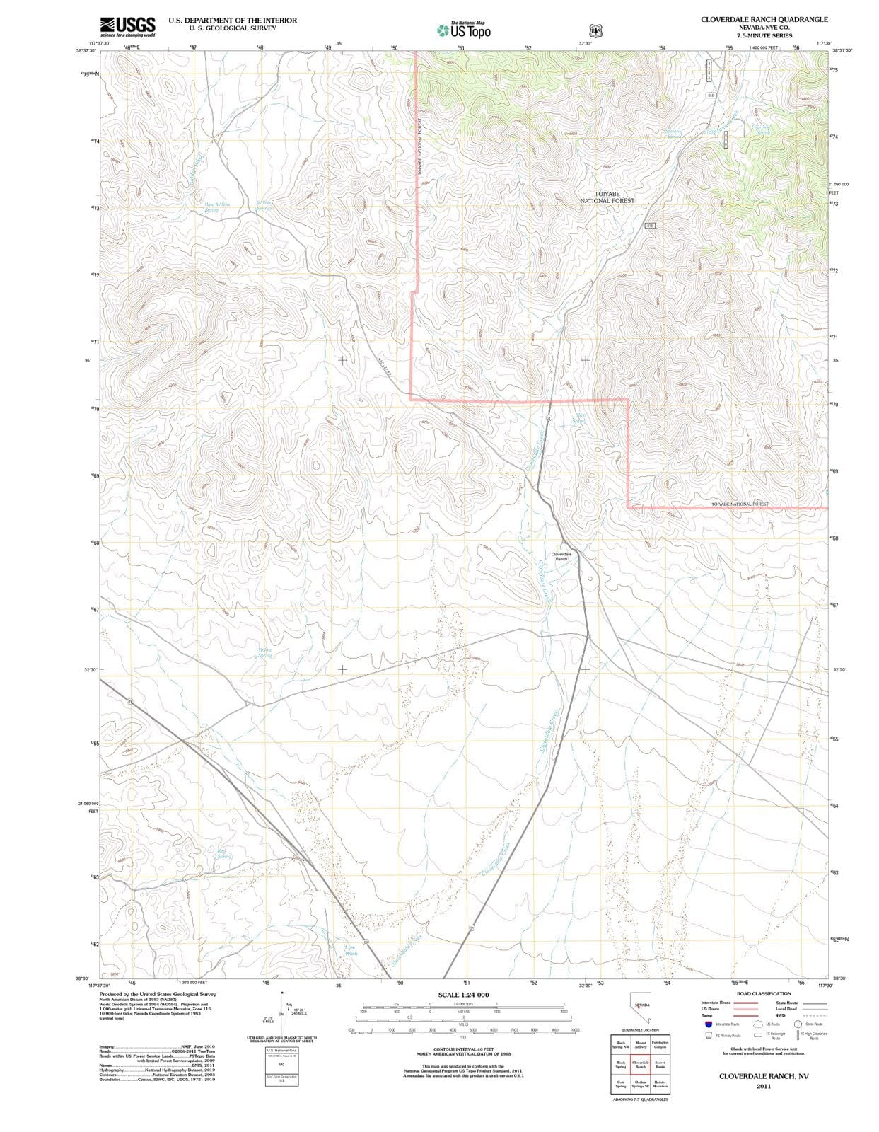 2011 Cloverdale Ranch, NV - Nevada - USGS Topographic Map