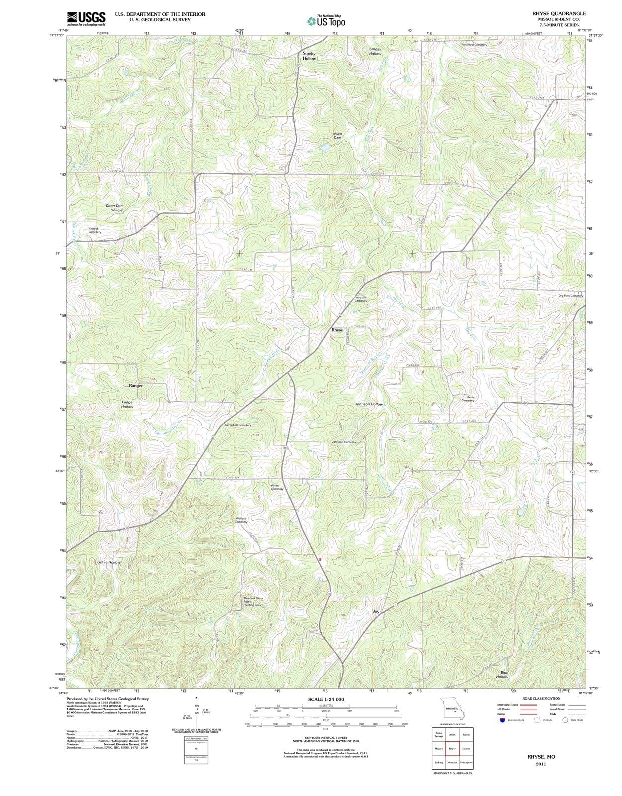 2011 Rhyse, MO - Missouri - USGS Topographic Map