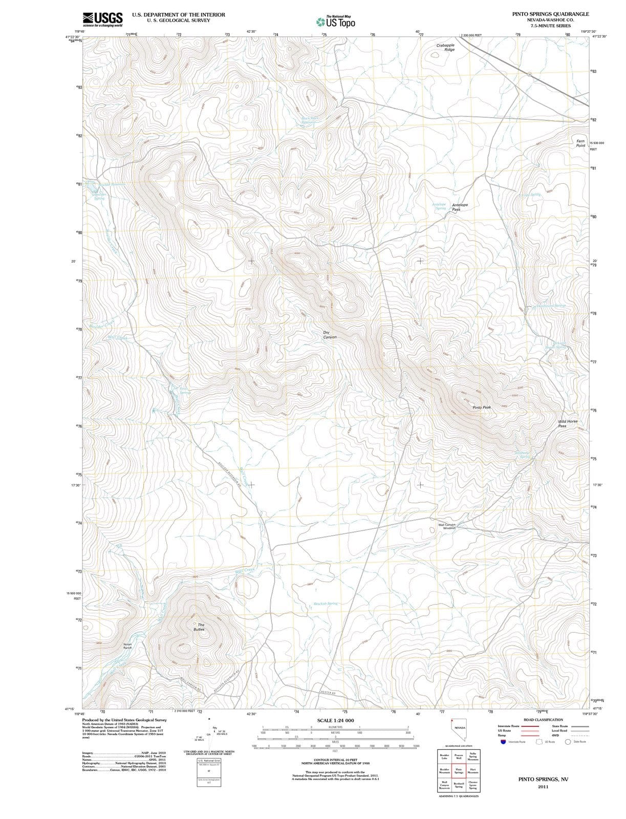 2011 Pinto Springs, NV - Nevada - USGS Topographic Map