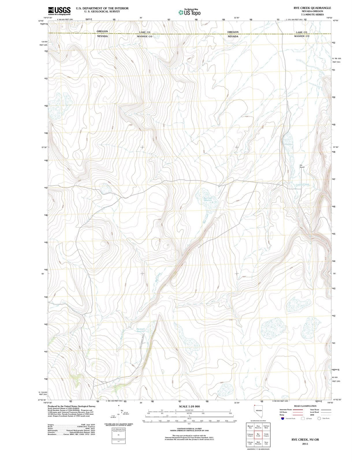 2011 Rye Creek, NV - Nevada - USGS Topographic Map