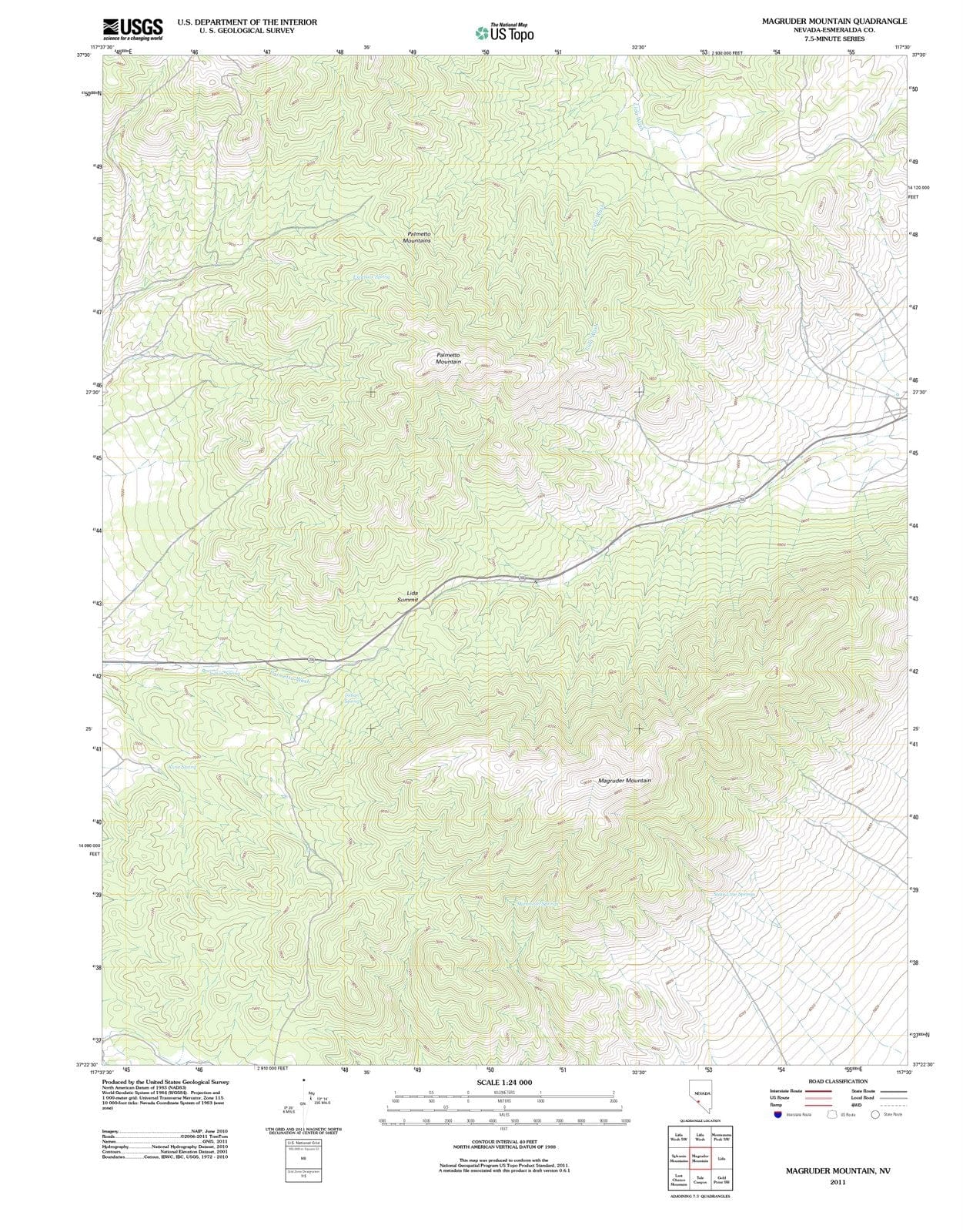 2011 Magruder Mountain, NV - Nevada - USGS Topographic Map