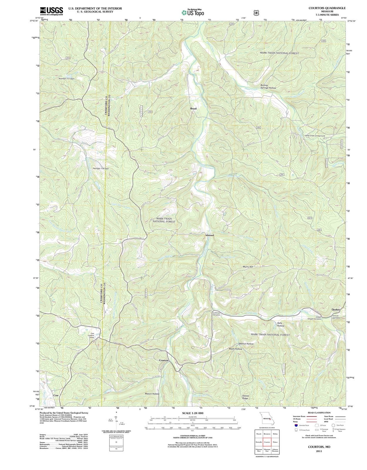2011 Courtois, MO - Missouri - USGS Topographic Map