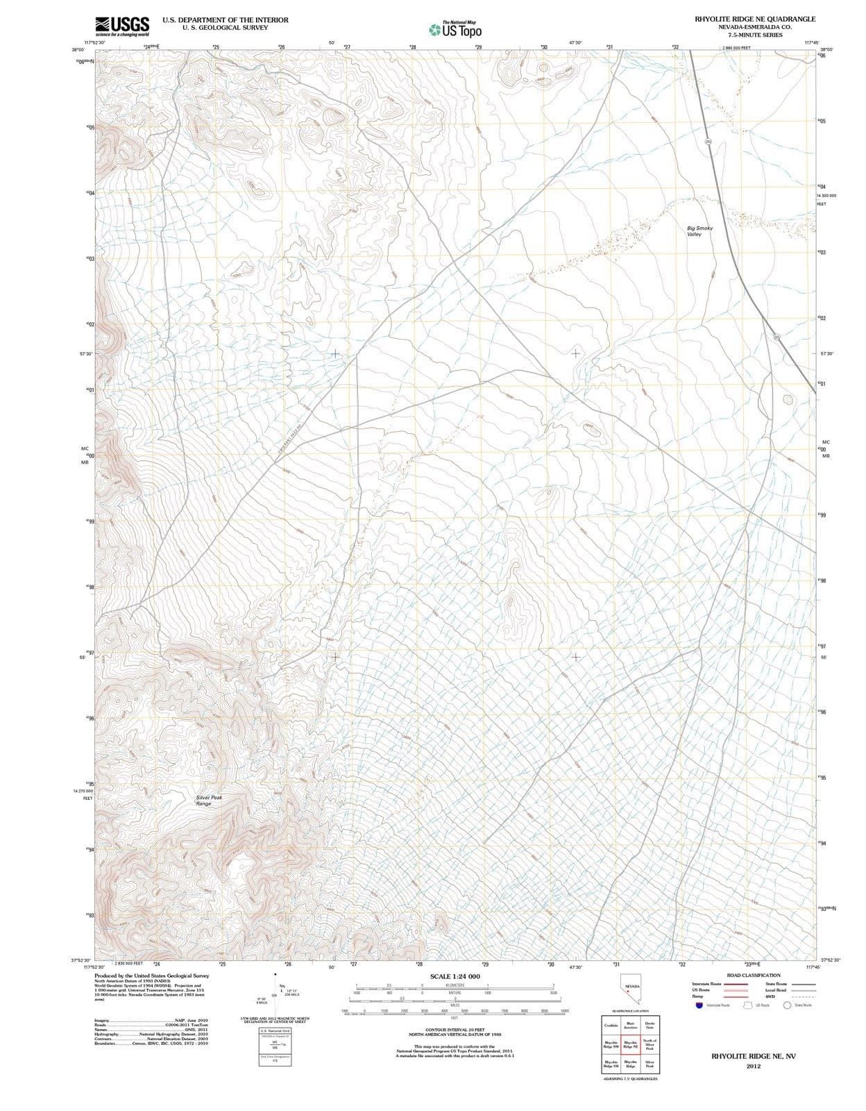 2012 Rhyolite Ridge, NV - Nevada - USGS Topographic Map