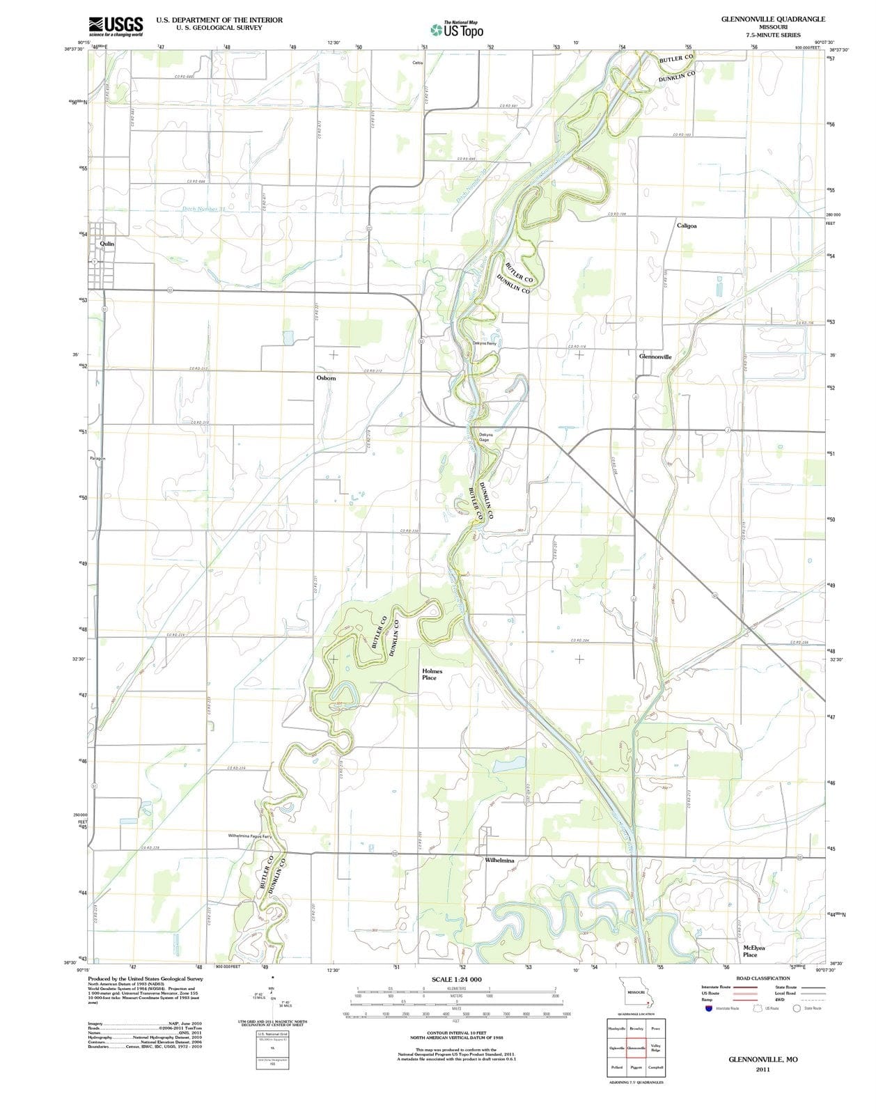 2011 Glennonville, MO - Missouri - USGS Topographic Map