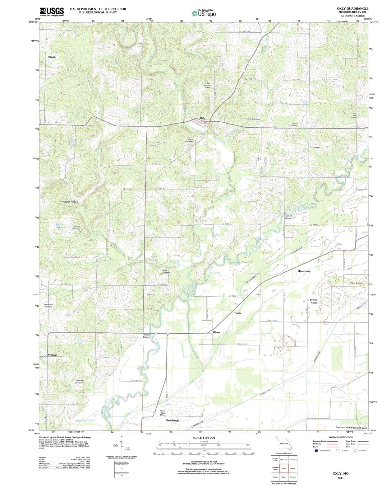 2011 Oxly, MO - Missouri - USGS Topographic Map