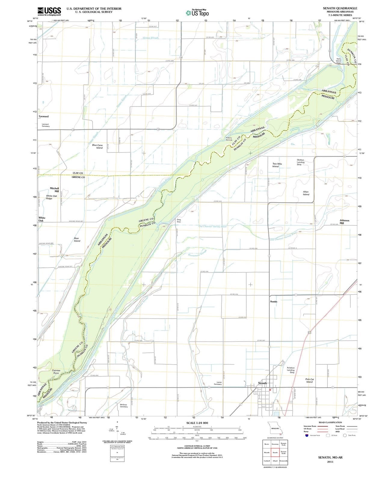 2011 Senath, MO - Missouri - USGS Topographic Map