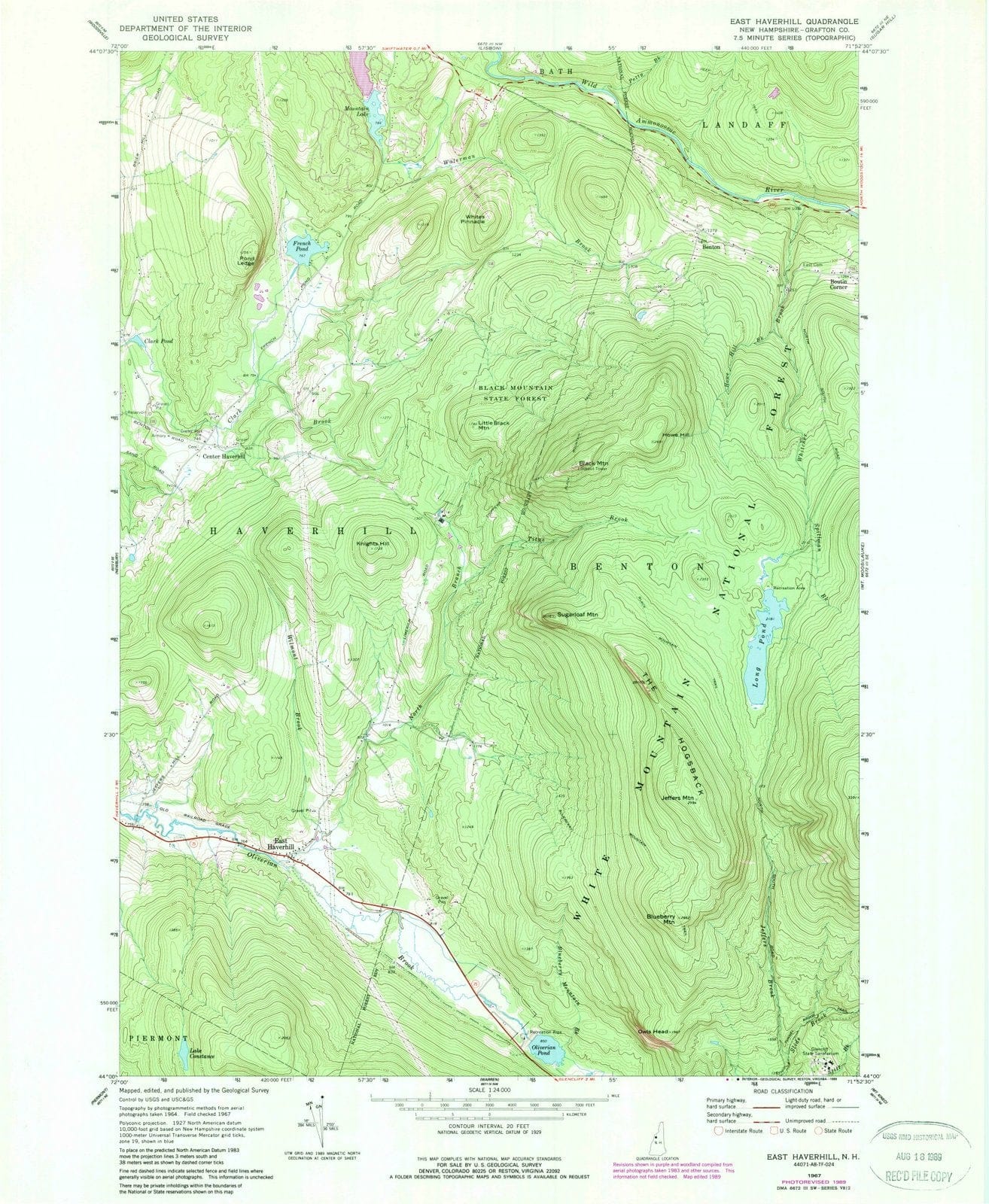 1967 East Haverhill, NH - New Hampshire - USGS Topographic Map