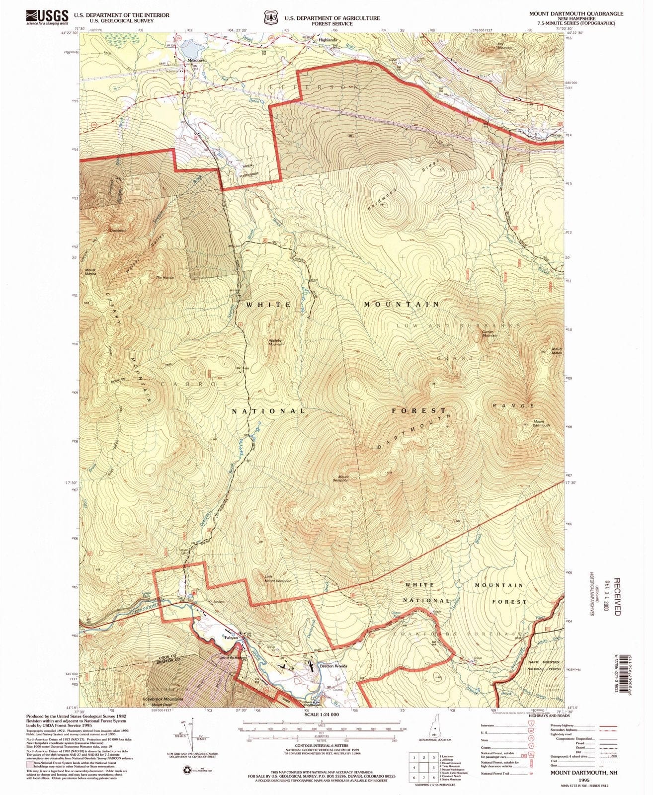 1995 Mountartmouth, NH - New Hampshire - USGS Topographic Map