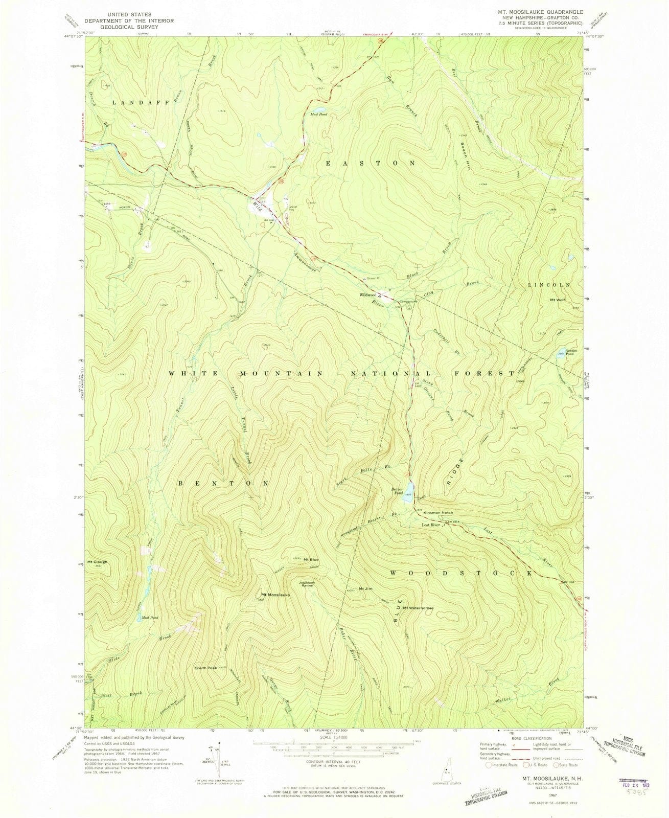 1967 Mt Moosilauke, NH - New Hampshire - USGS Topographic Map