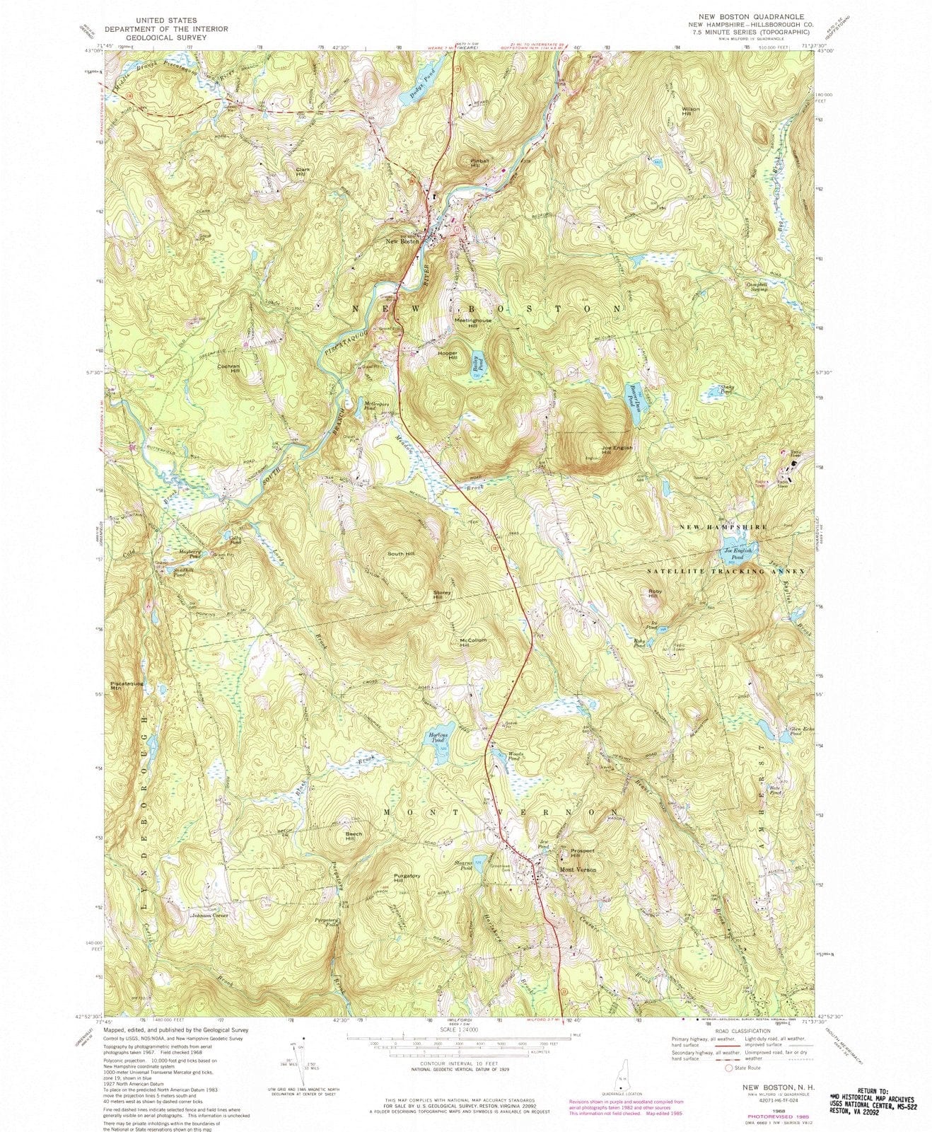 1968 New Boston, NH - New Hampshire - USGS Topographic Map