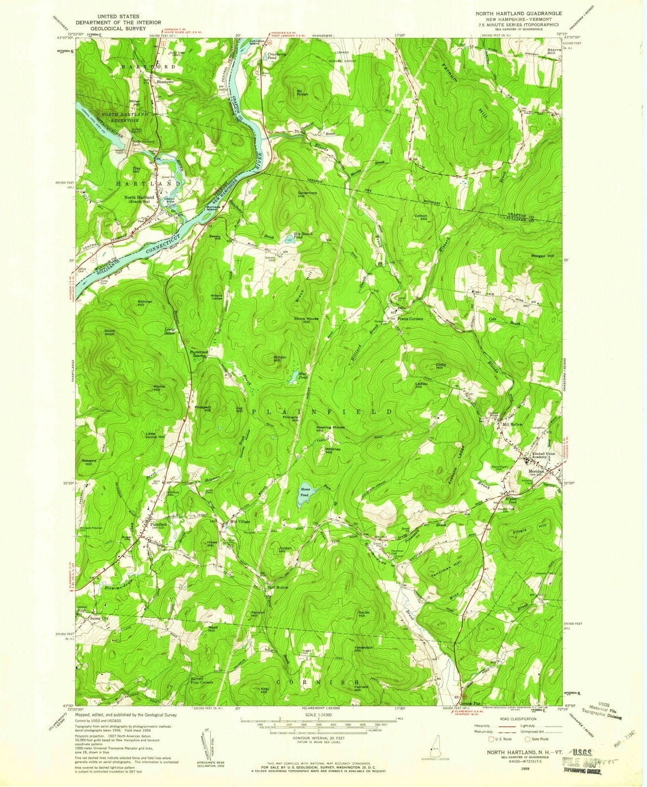 1959 North Hartland, VT - Vermont - USGS Topographic Map