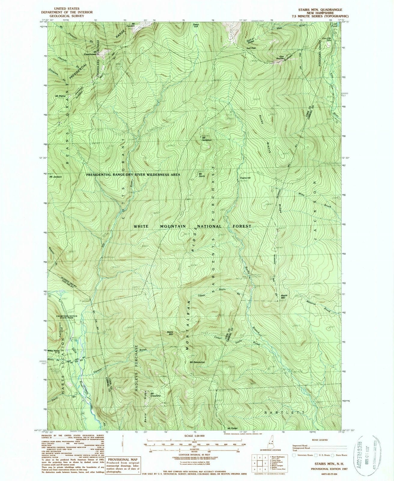 1987 Stairs Mountain, NH - New Hampshire - USGS Topographic Map