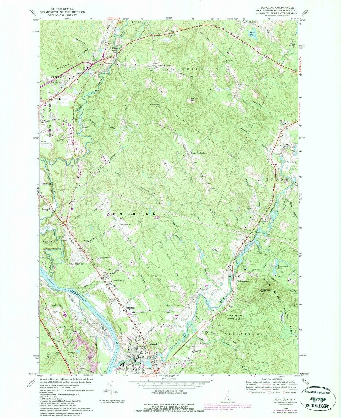 1967 Suncook, NH - New Hampshire - USGS Topographic Map