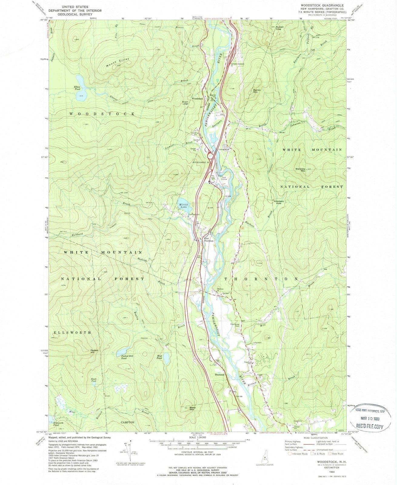 1980 Woodstock, NH - New Hampshire - USGS Topographic Map