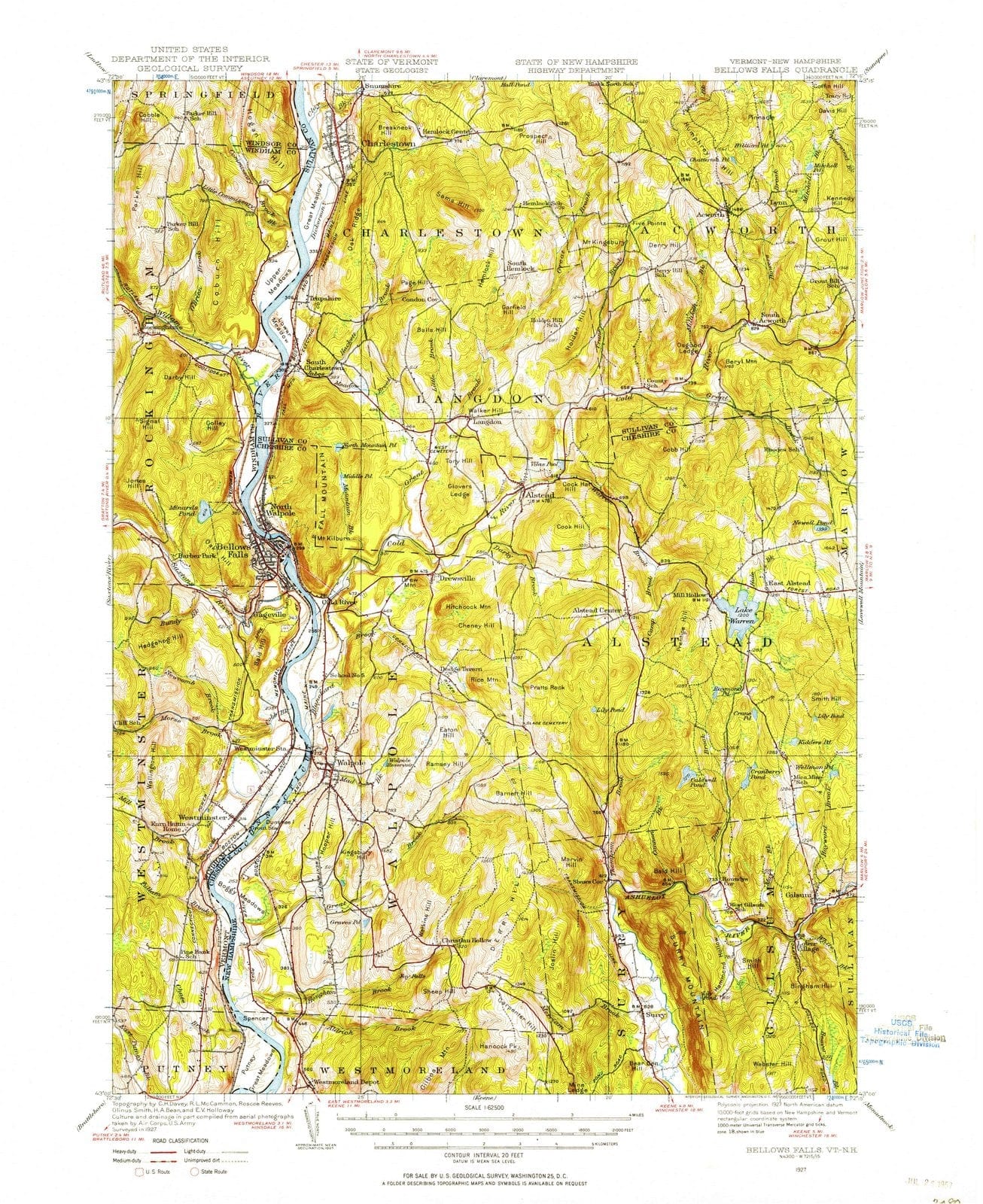 1927 Bellows Falls, NH - New Hampshire - USGS Topographic Map