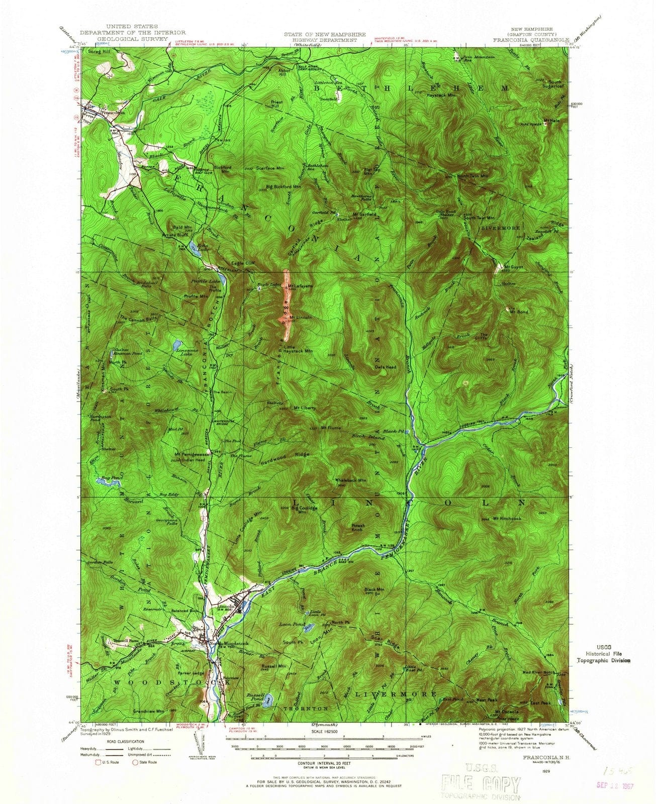 1929 Franconia, NH - New Hampshire - USGS Topographic Map