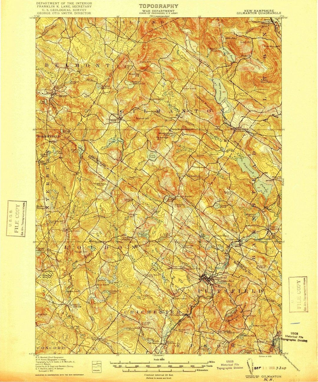 1919 Gilmanton, NH - New Hampshire - USGS Topographic Map
