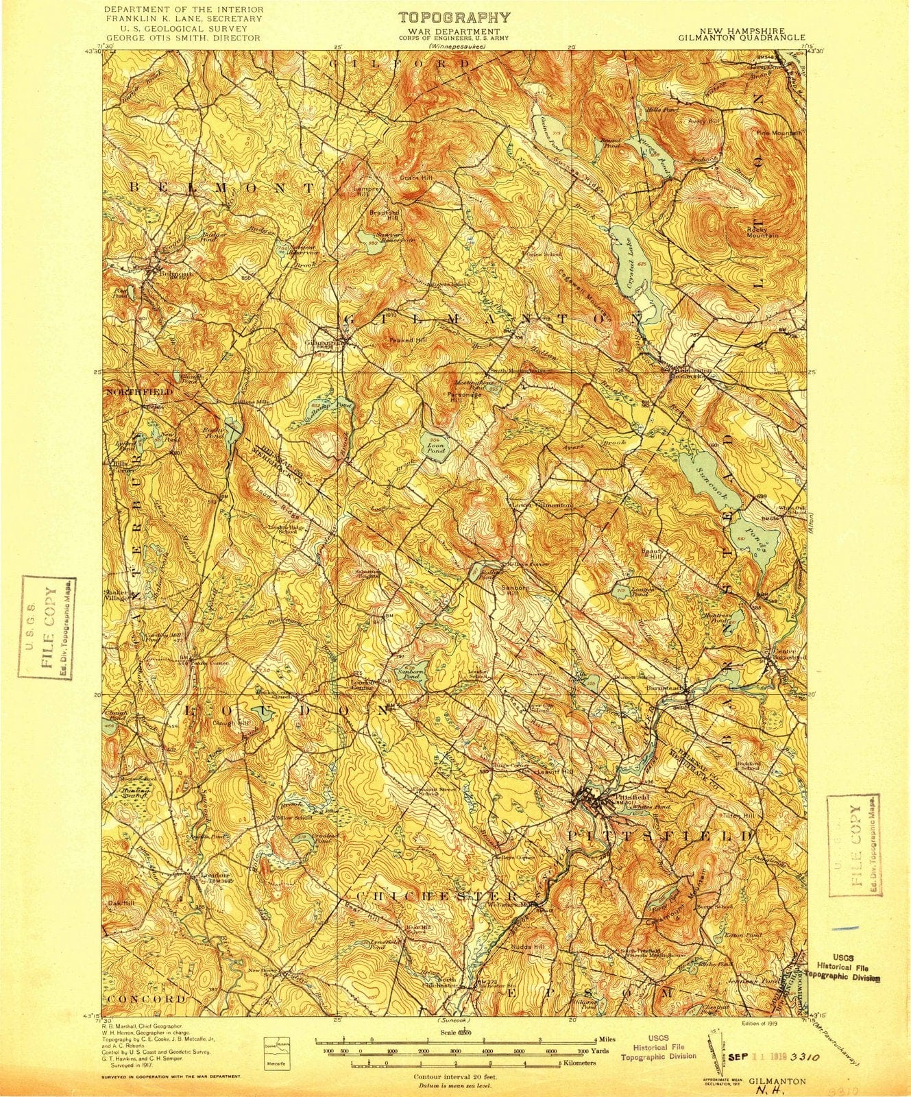 1919 Gilmanton, NH - New Hampshire - USGS Topographic Map