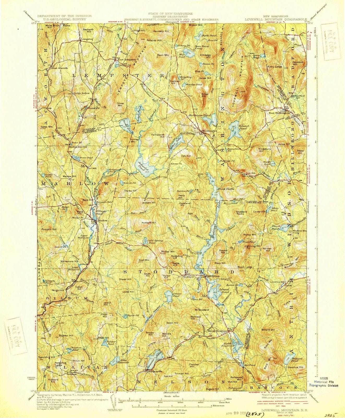 1930 Lovewell Mountain, NH - New Hampshire - USGS Topographic Map