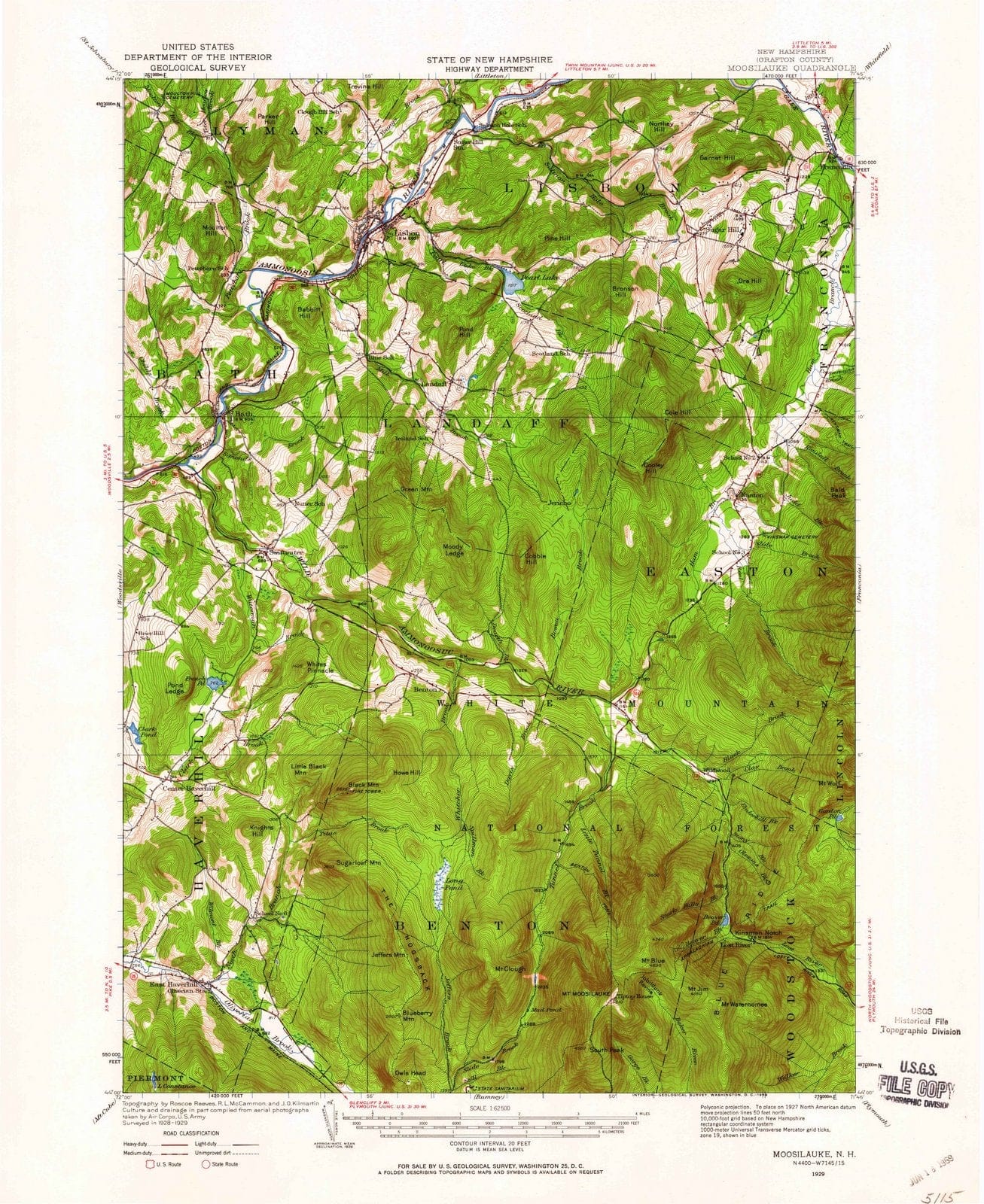 1929 Moosilauke, NH - New Hampshire - USGS Topographic Map