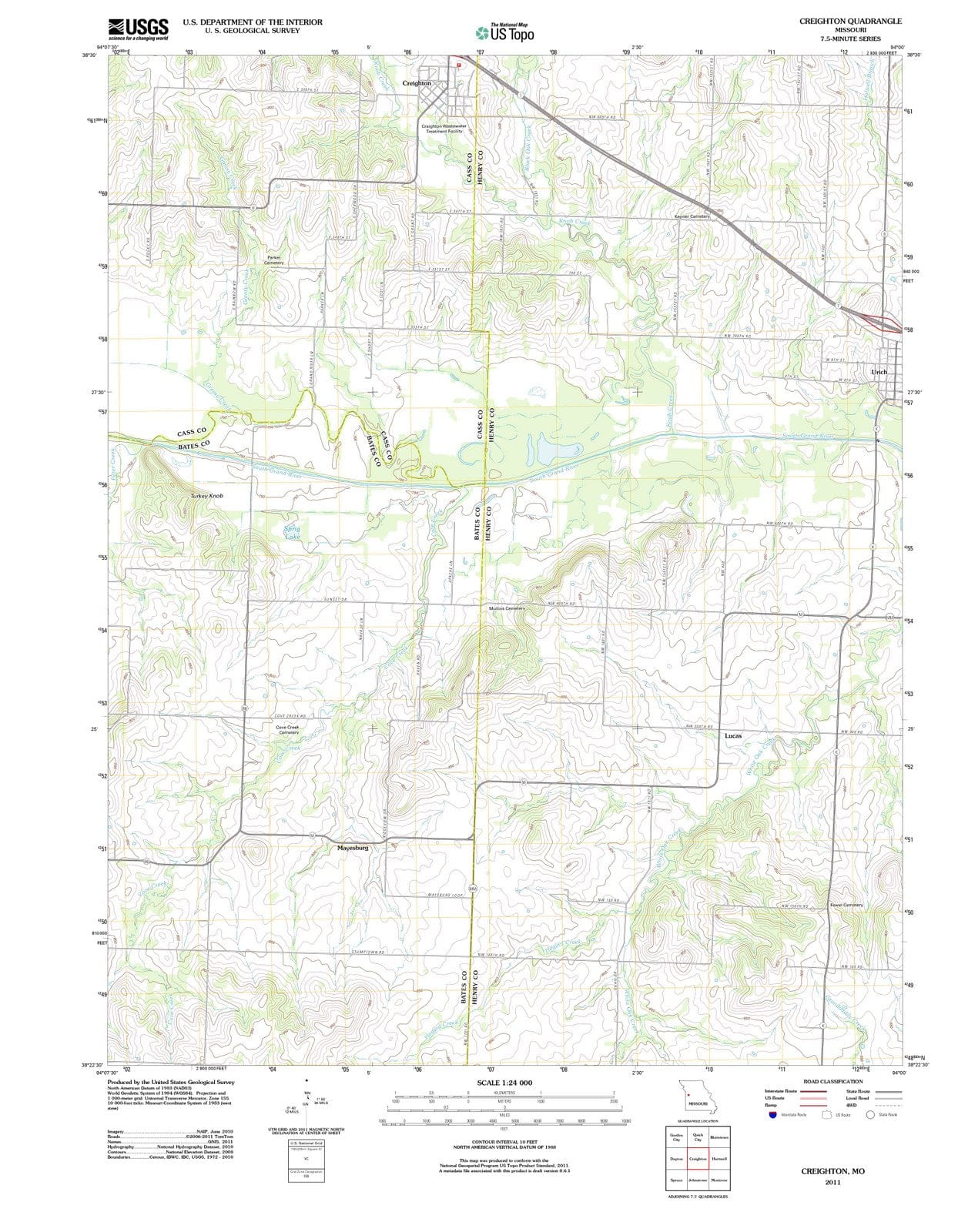 2011 Creighton, MO - Missouri - USGS Topographic Map