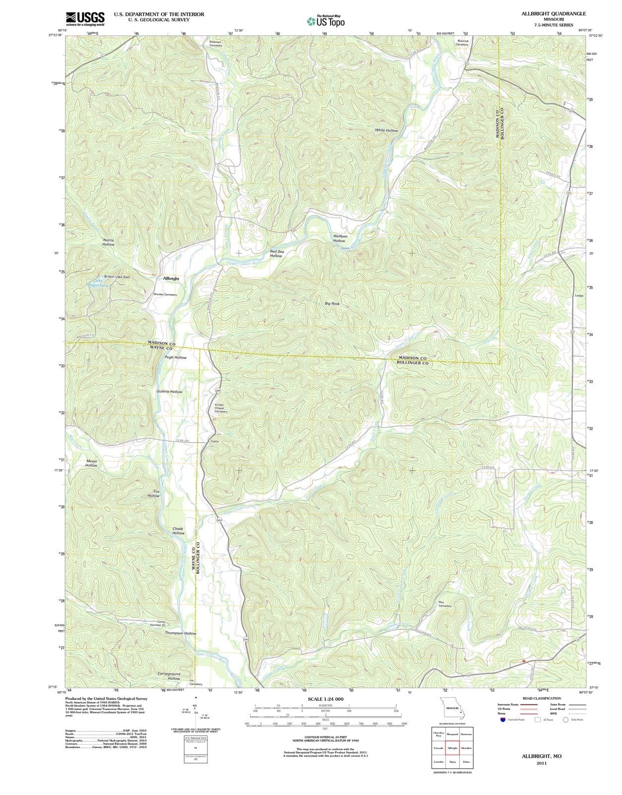 2011 Allbright, MO - Missouri - USGS Topographic Map