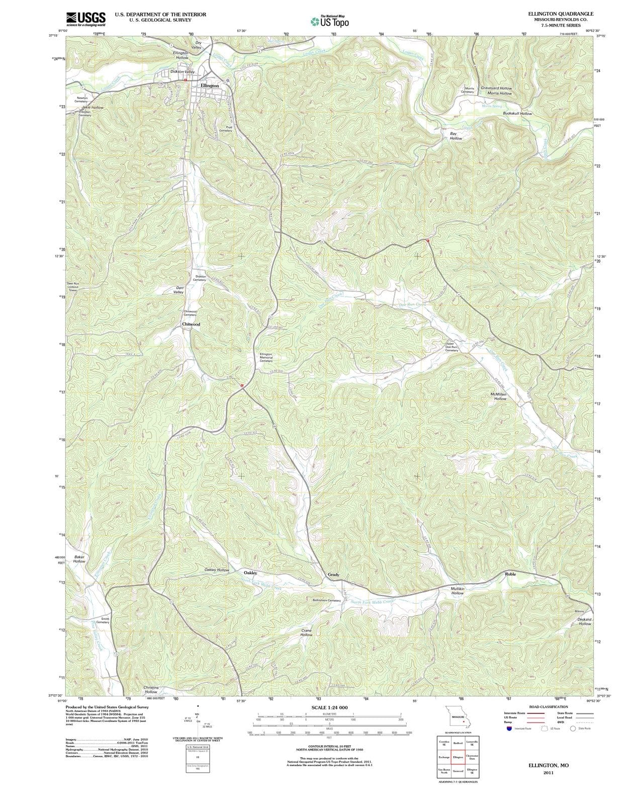 2011 Ellington, MO - Missouri - USGS Topographic Map