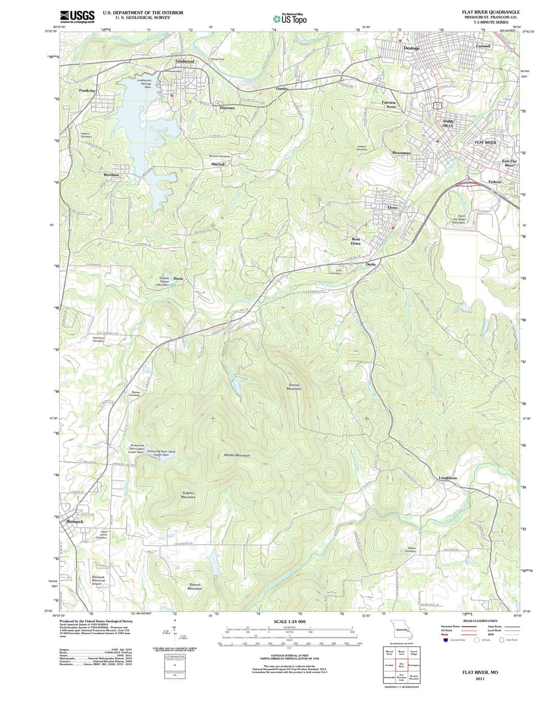 2011 Flat River, MO - Missouri - USGS Topographic Map