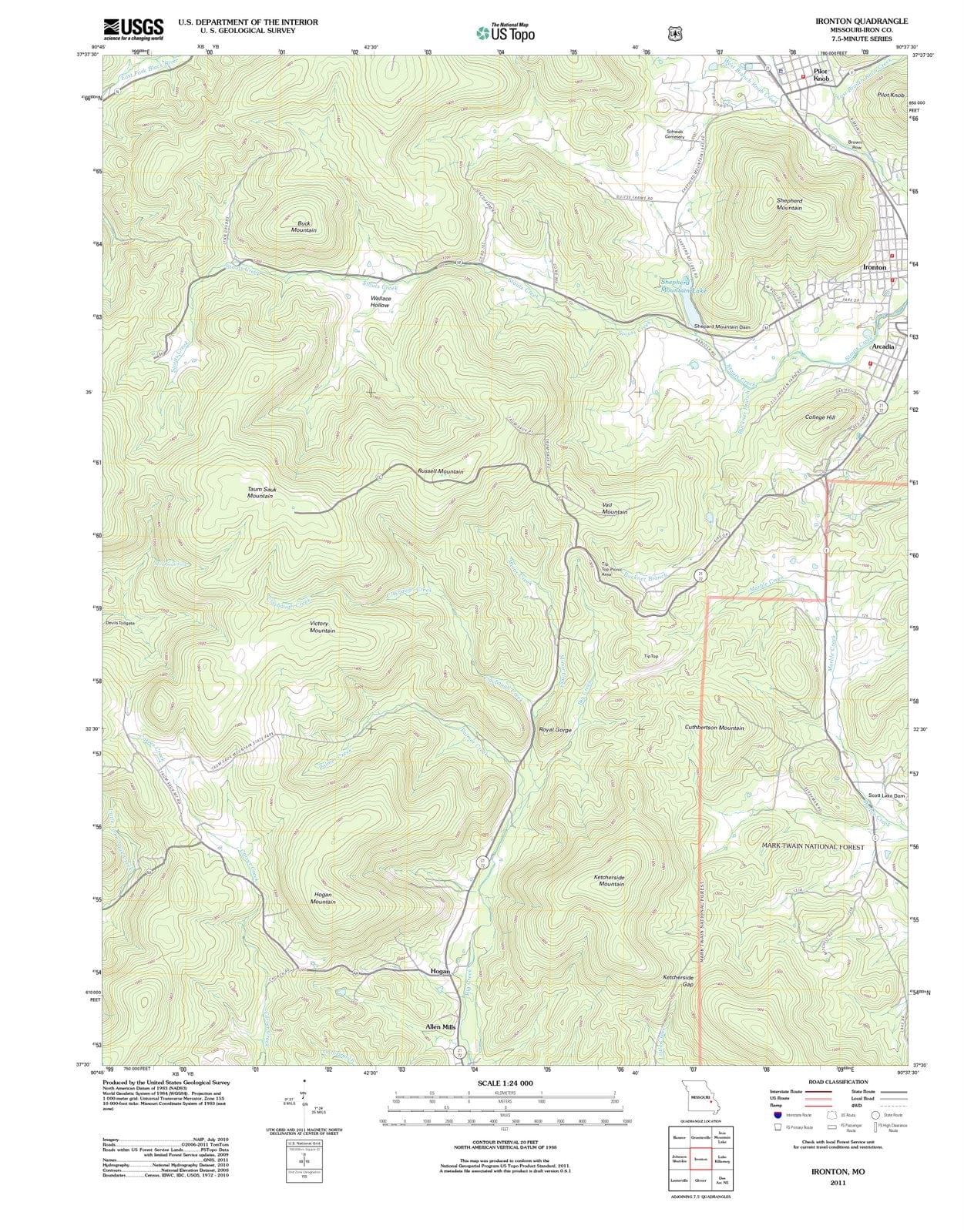 2011 Ironton, MO - Missouri - USGS Topographic Map