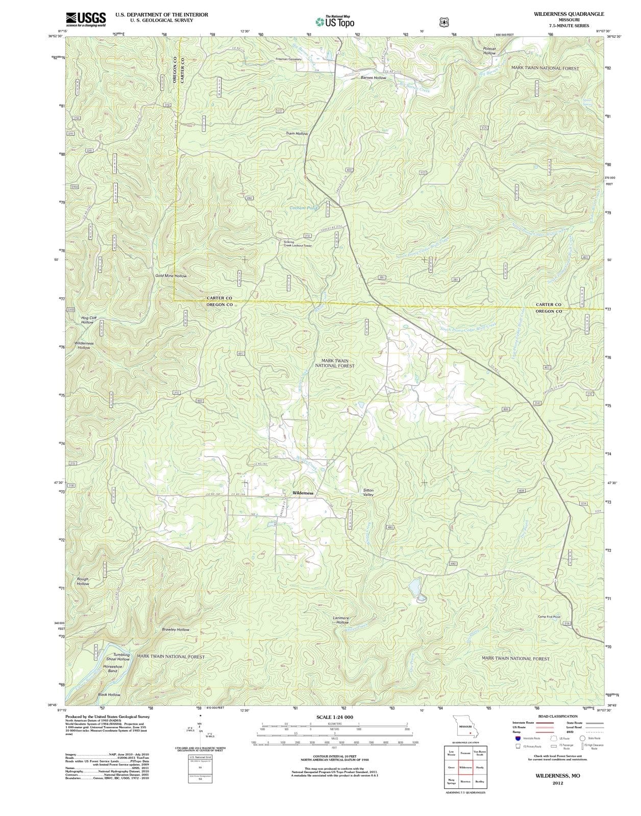 2012 Wilderness, MO - Missouri - USGS Topographic Map