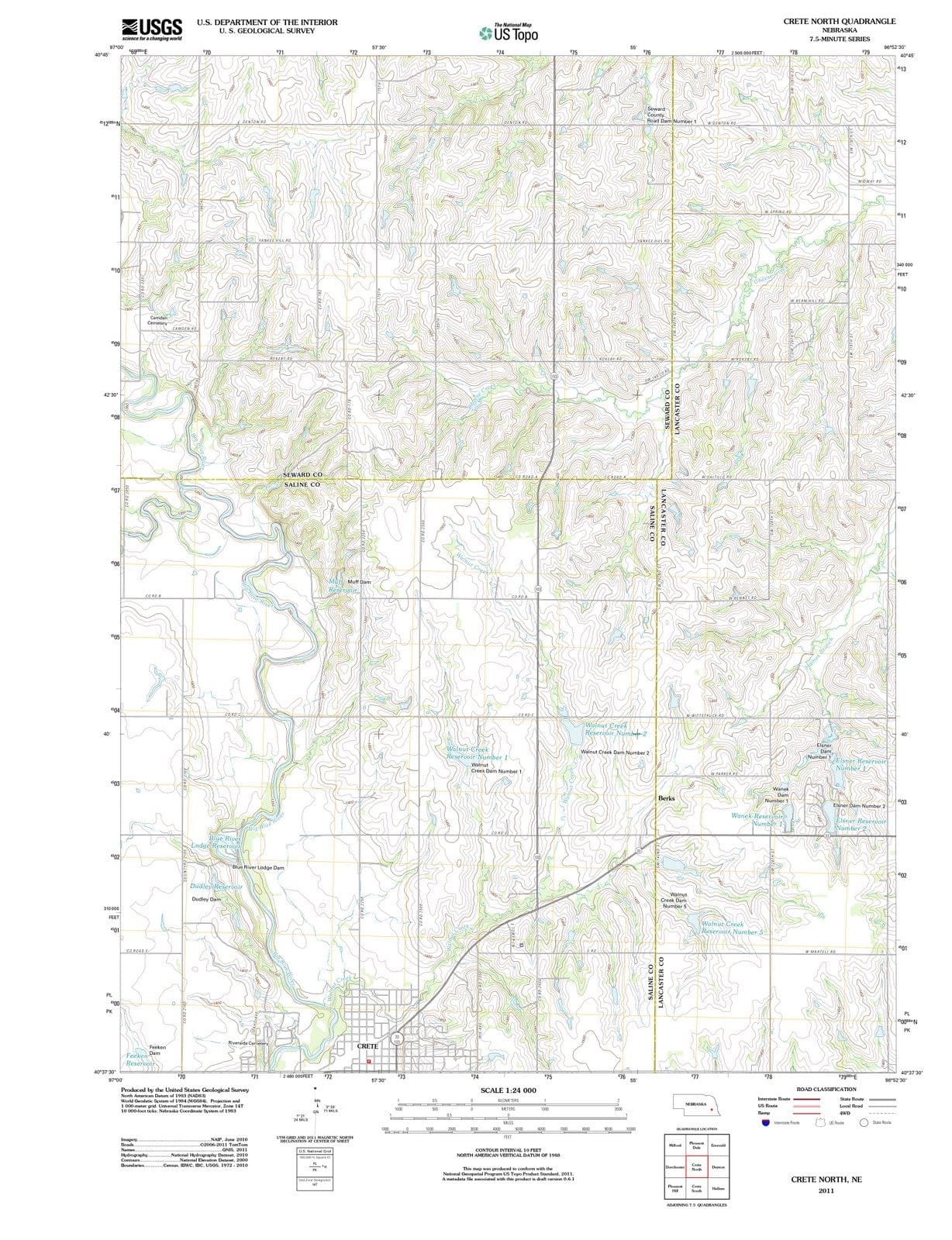 2011 Crete North, NE - Nebraska - USGS Topographic Map