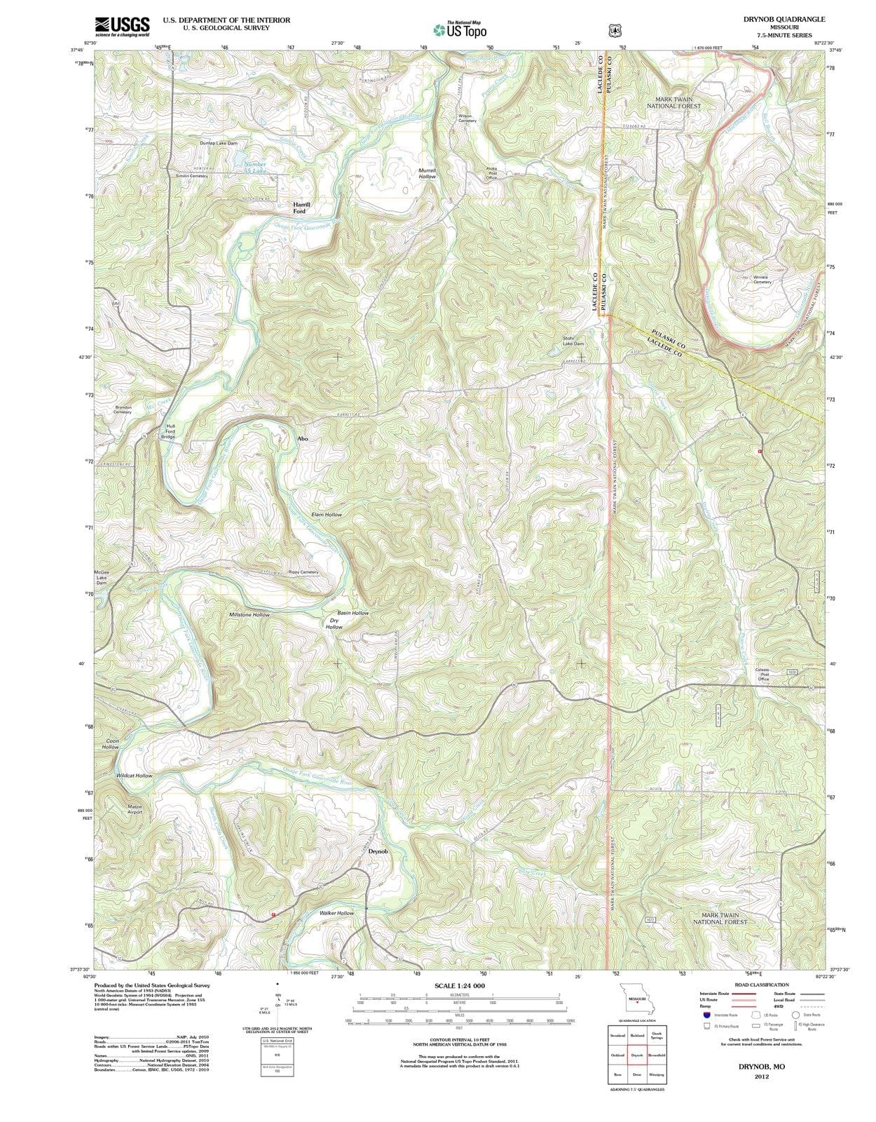 2012 Drynob, MO - Missouri - USGS Topographic Map