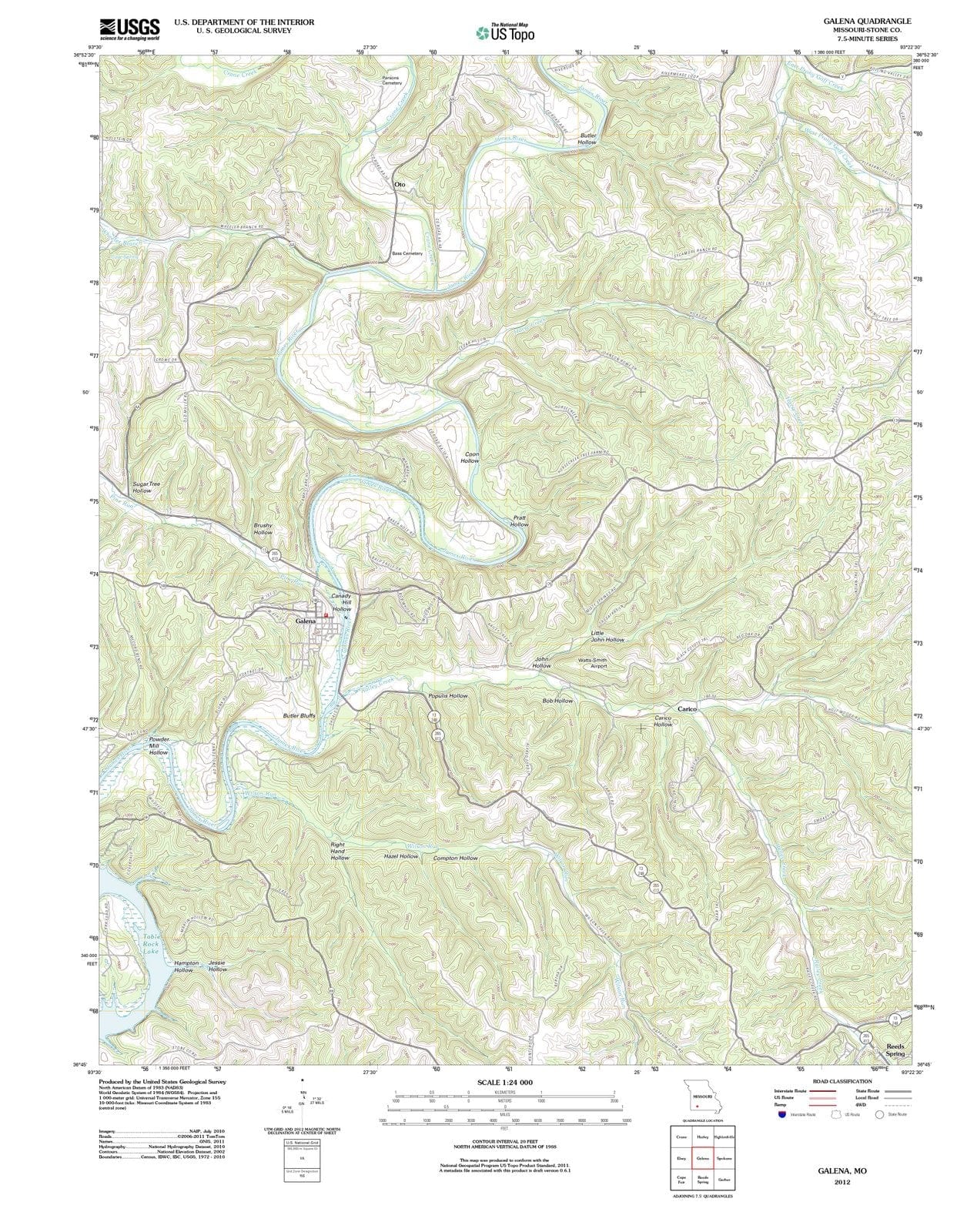 2012 Galena, MO - Missouri - USGS Topographic Map