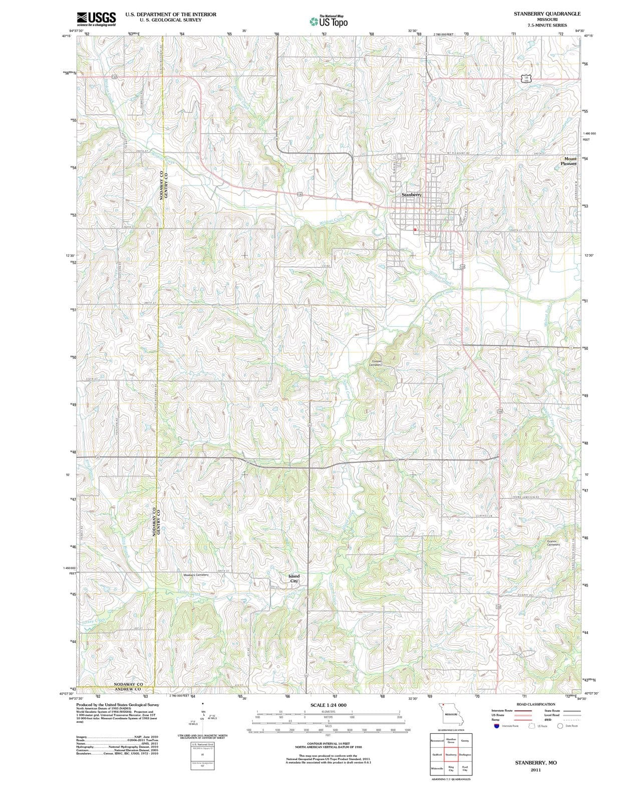 2011 Stanberry, MO - Missouri - USGS Topographic Map