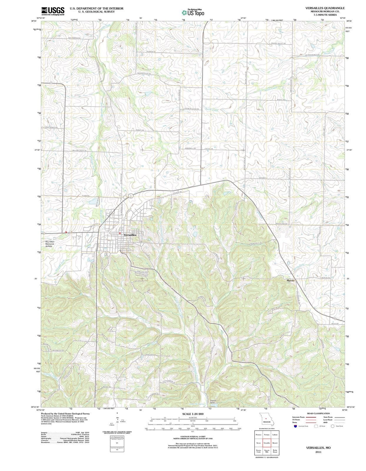 2011 Versailles, MO - Missouri - USGS Topographic Map