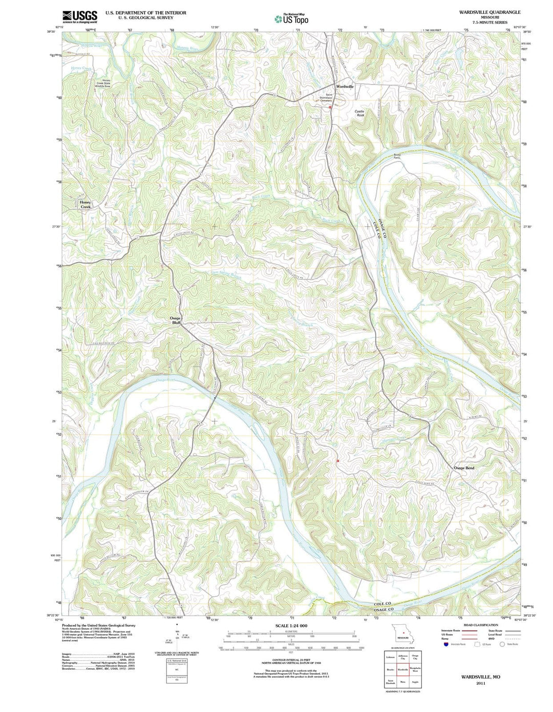 2011 Wardsville, MO - Missouri - USGS Topographic Map
