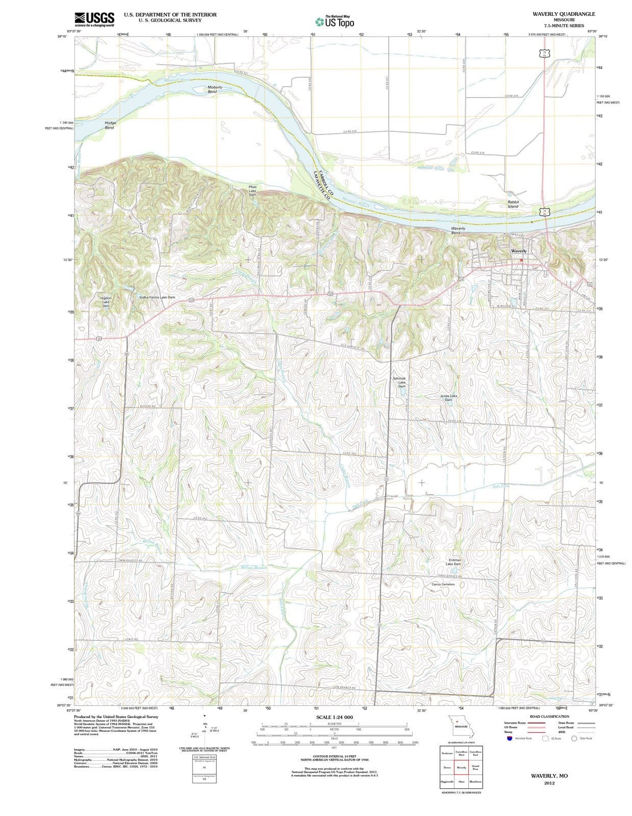 2012 Waverly, MO - Missouri - USGS Topographic Map