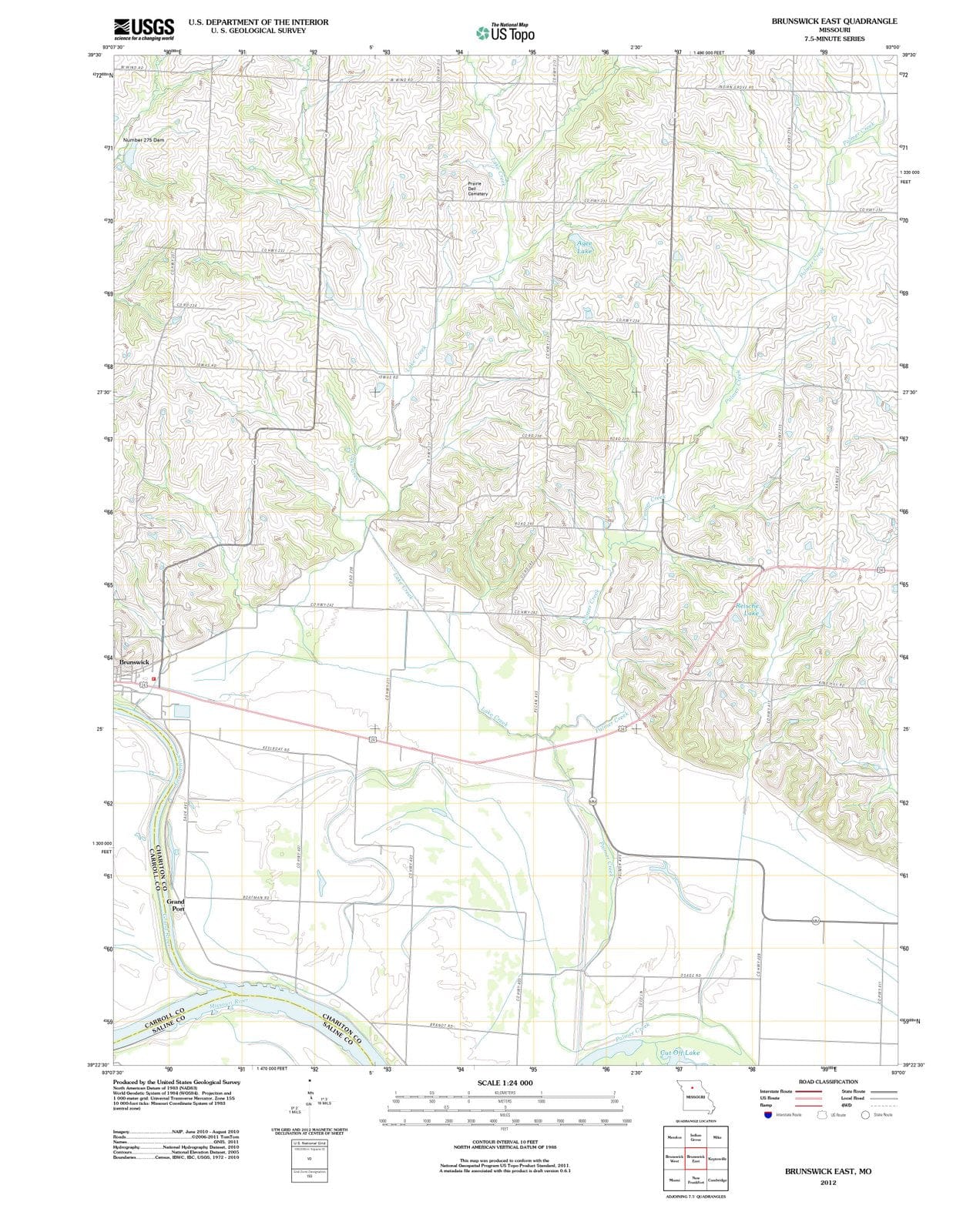 2012 Brunswick East, MO - Missouri - USGS Topographic Map