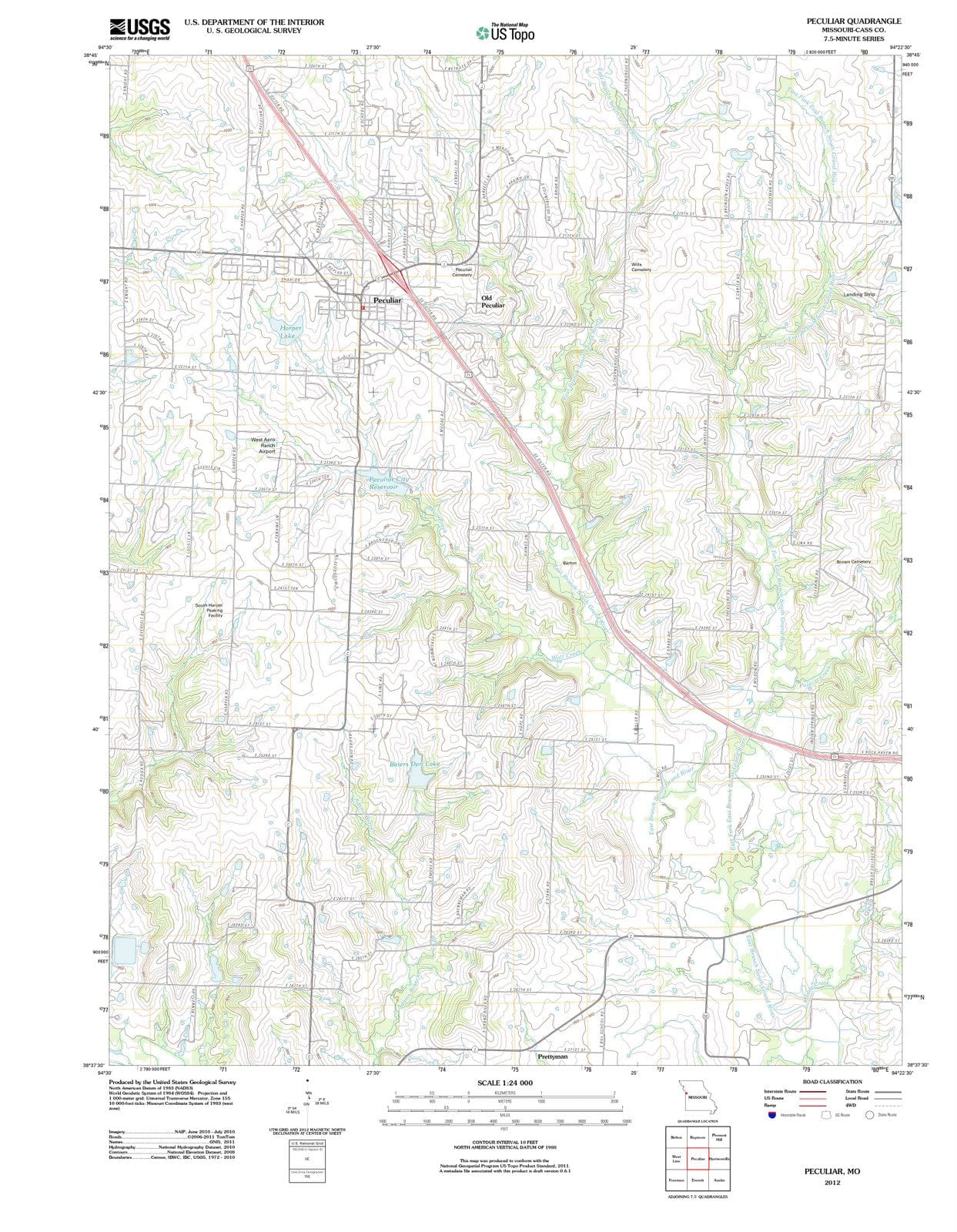 2012 Peculiar, MO - Missouri - USGS Topographic Map