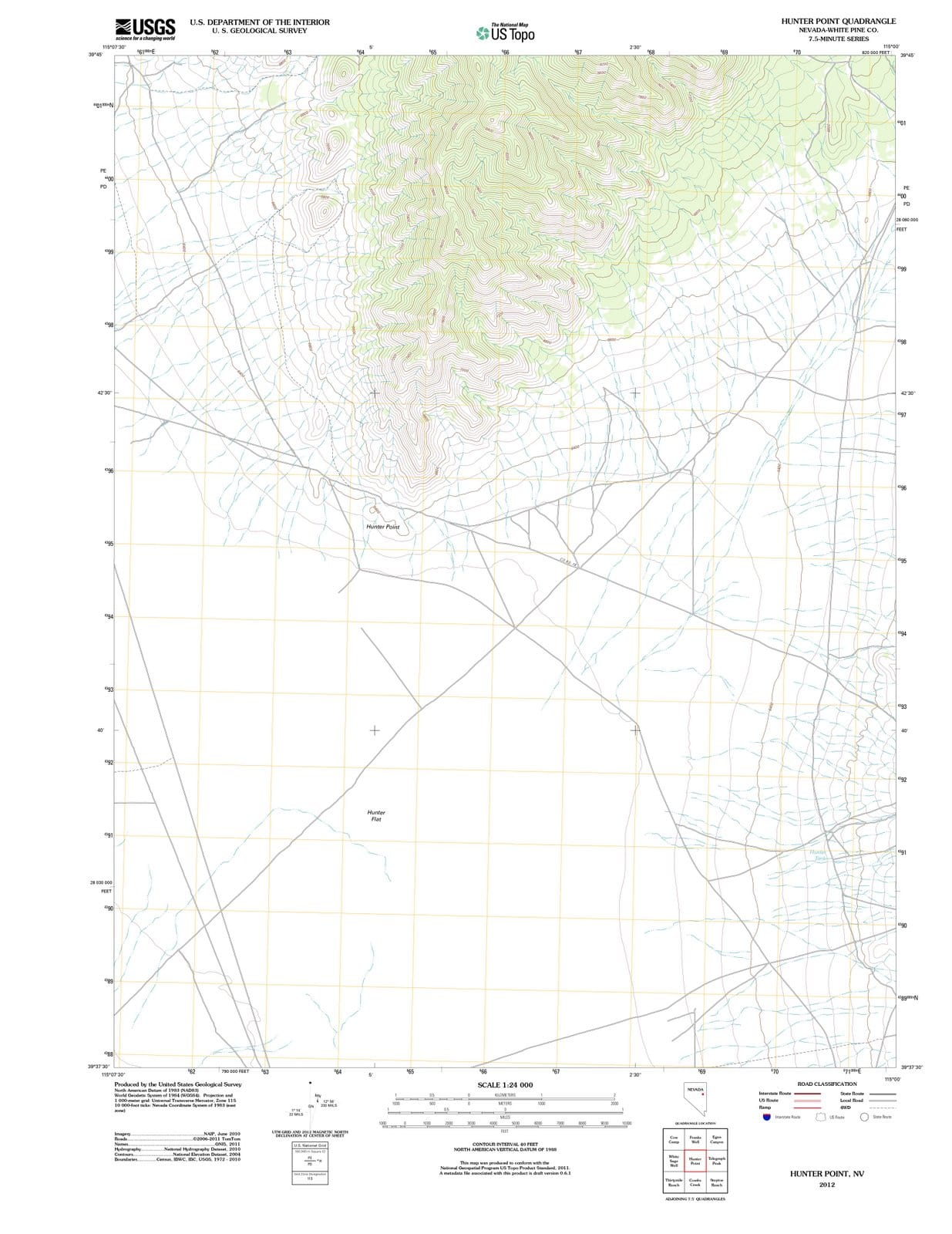 2012 Hunter Point, NV - Nevada - USGS Topographic Map