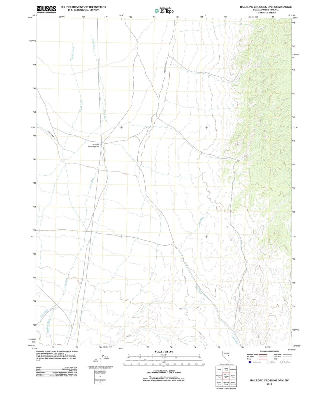 2012 Railroad Crossing Dam, NV - Nevada - USGS Topographic Map