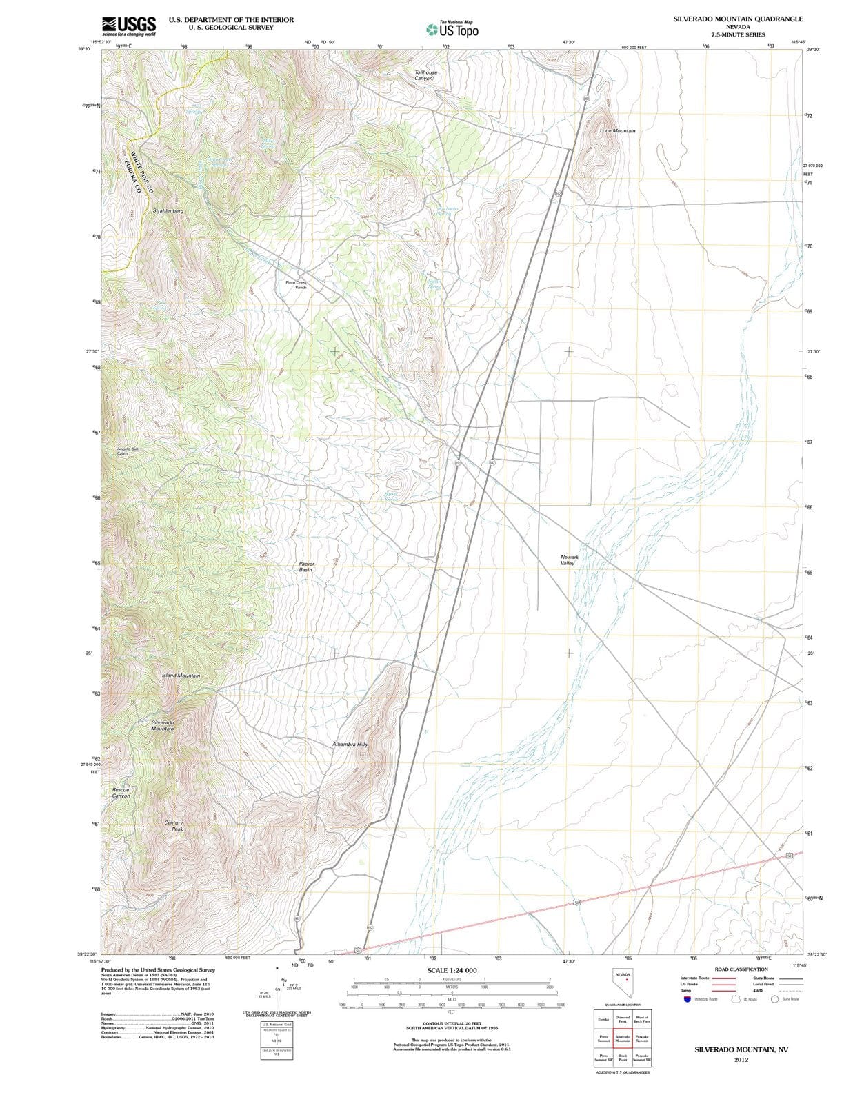 2012 Silverado Mountain, NV - Nevada - USGS Topographic Map