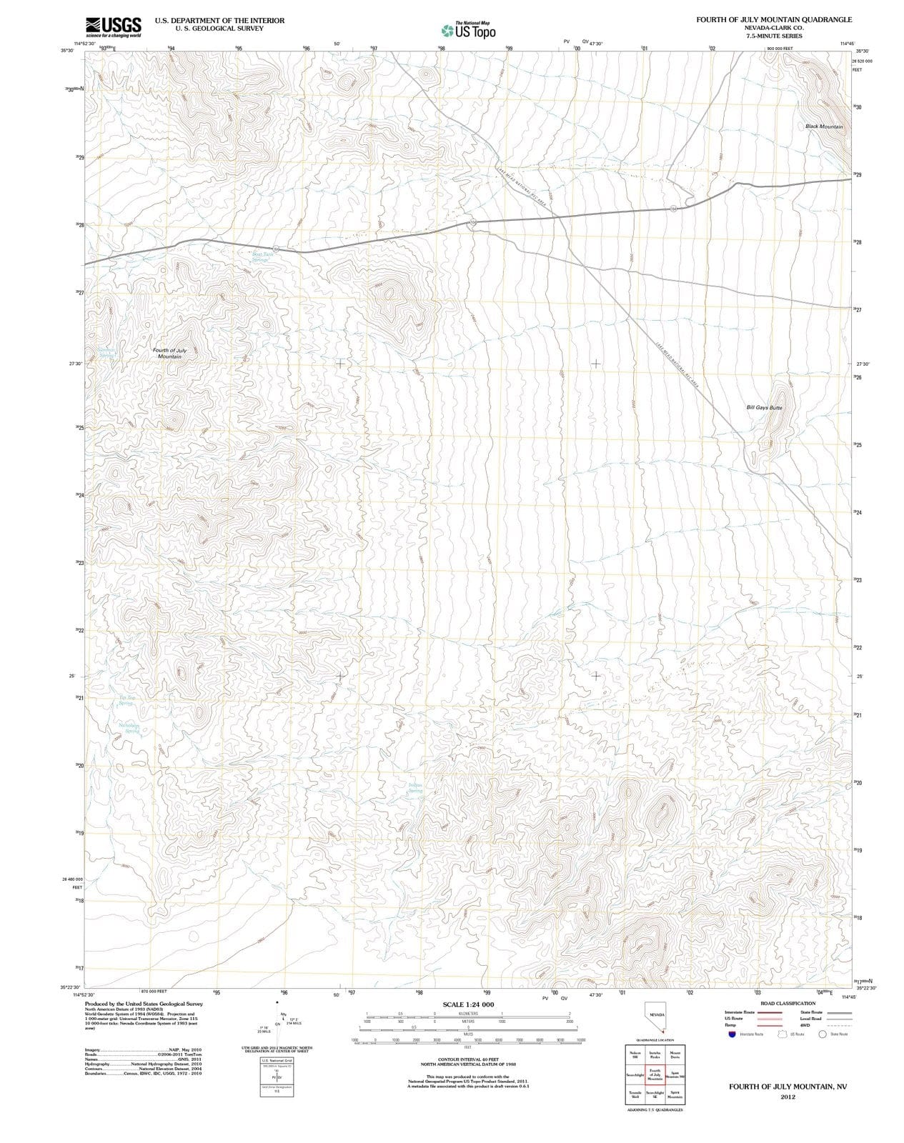 2012 Fourth of July Mountain, NV - Nevada - USGS Topographic Map