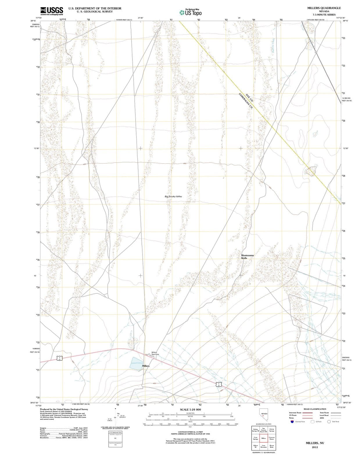 2012 Millers, NV - Nevada - USGS Topographic Map