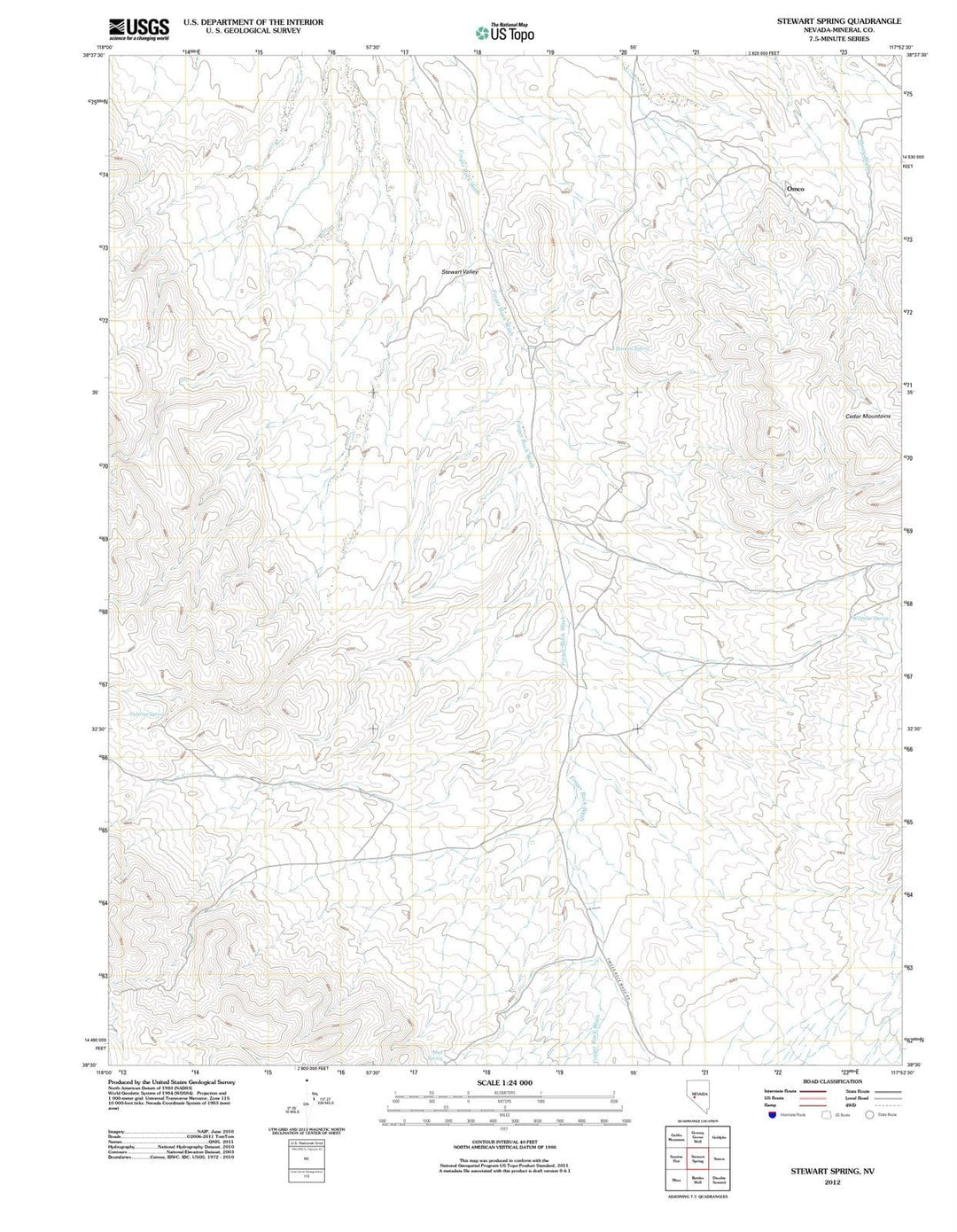 2012 Stewart Spring, NV - Nevada - USGS Topographic Map